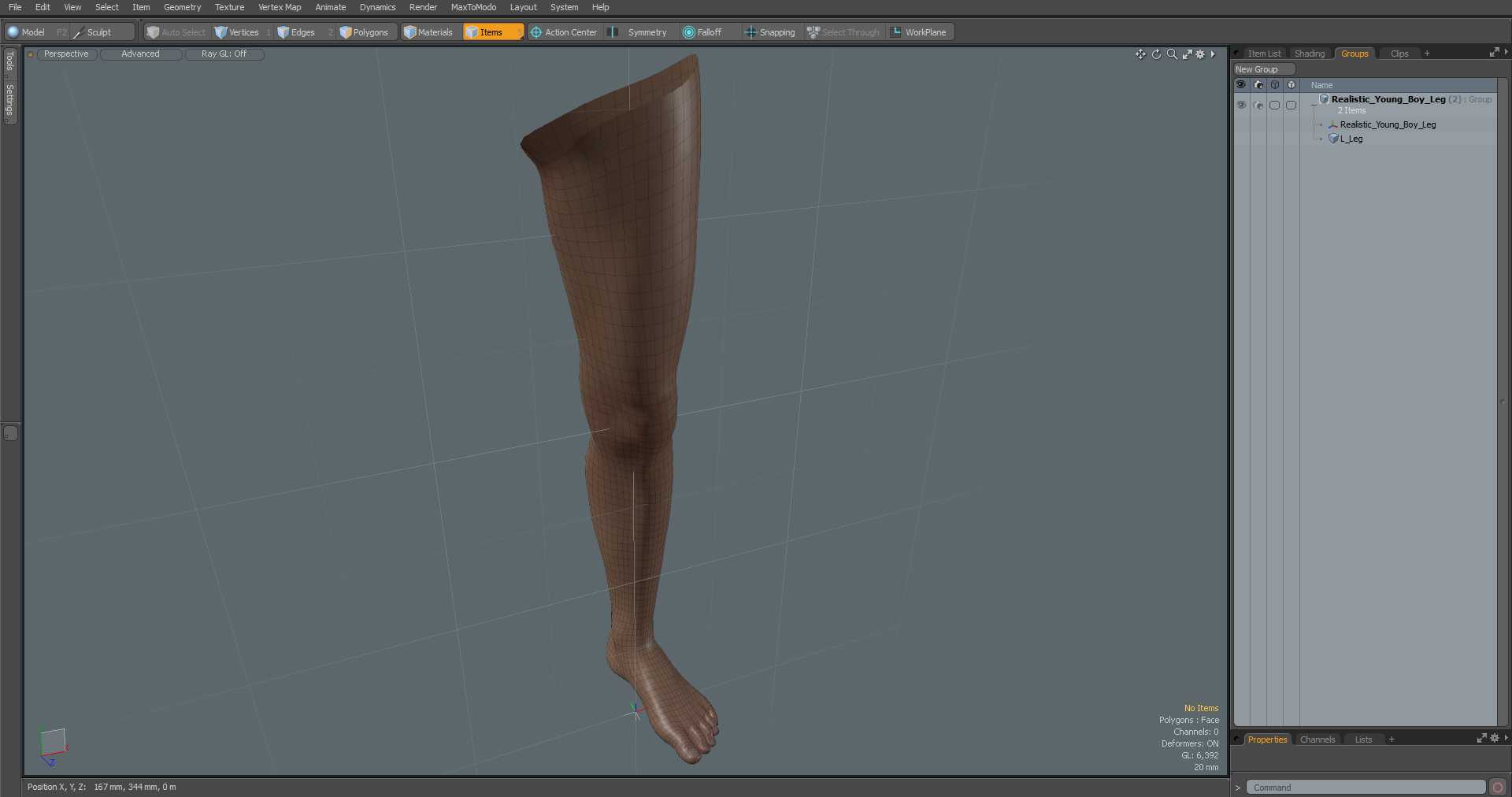 3D Realistic Young Boy Leg model