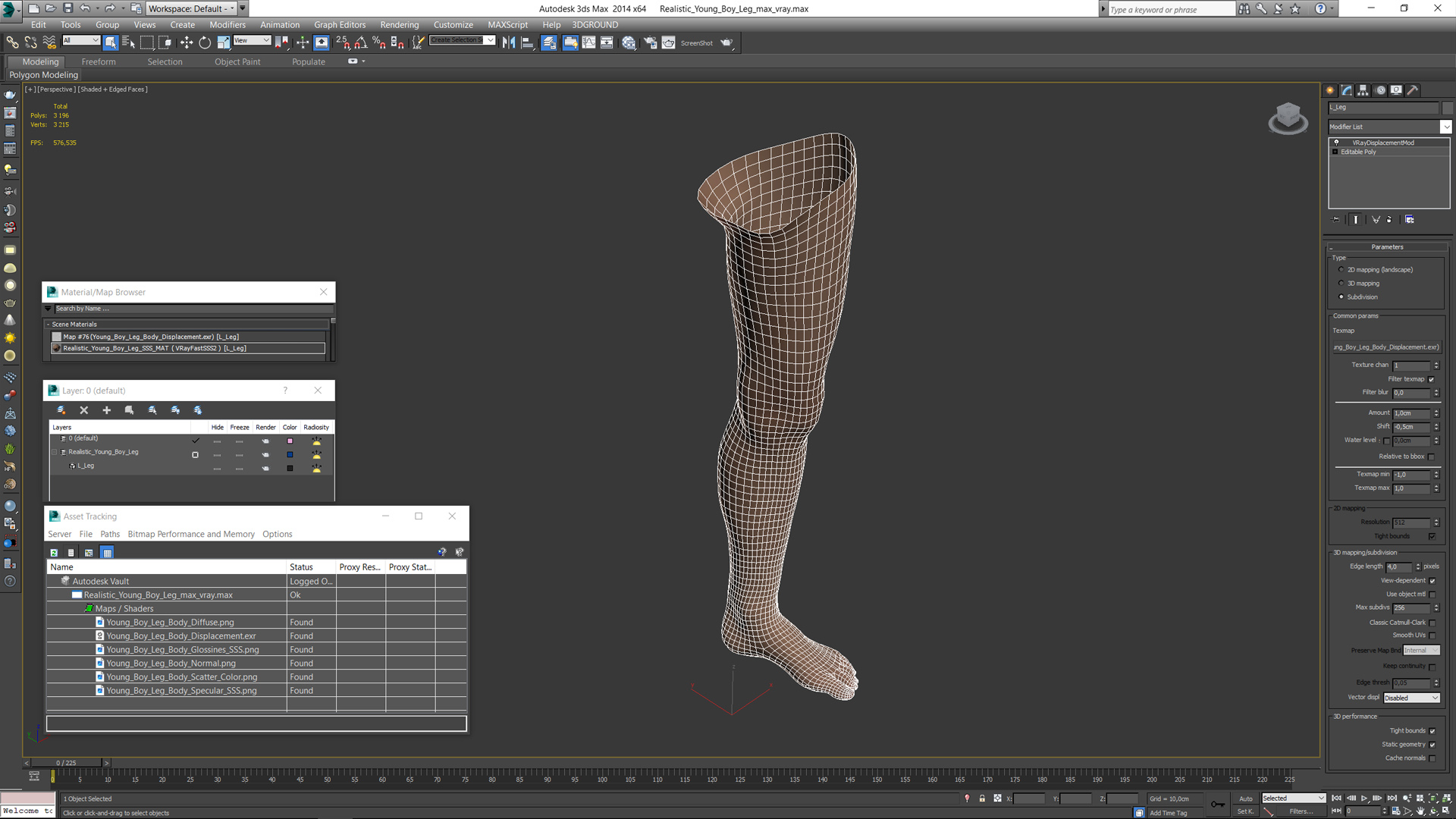 3D Realistic Young Boy Leg model