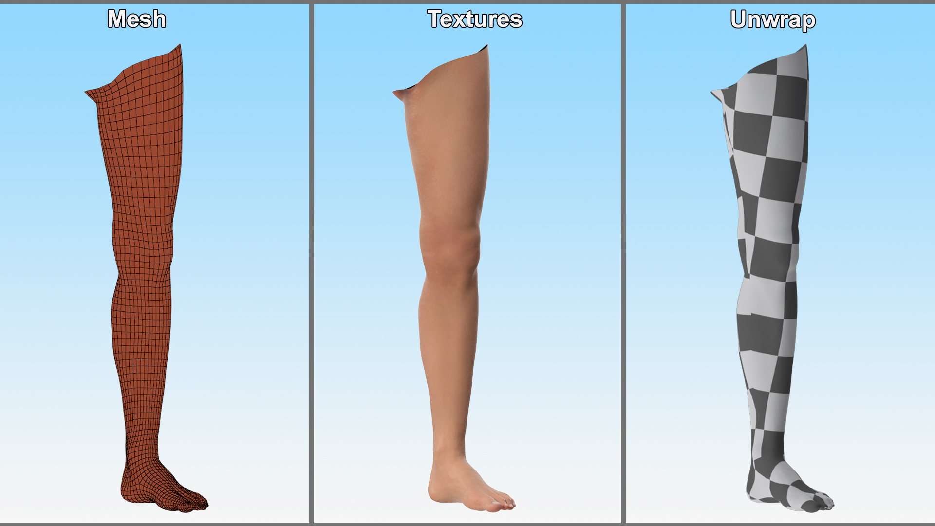 3D Realistic Young Boy Leg model
