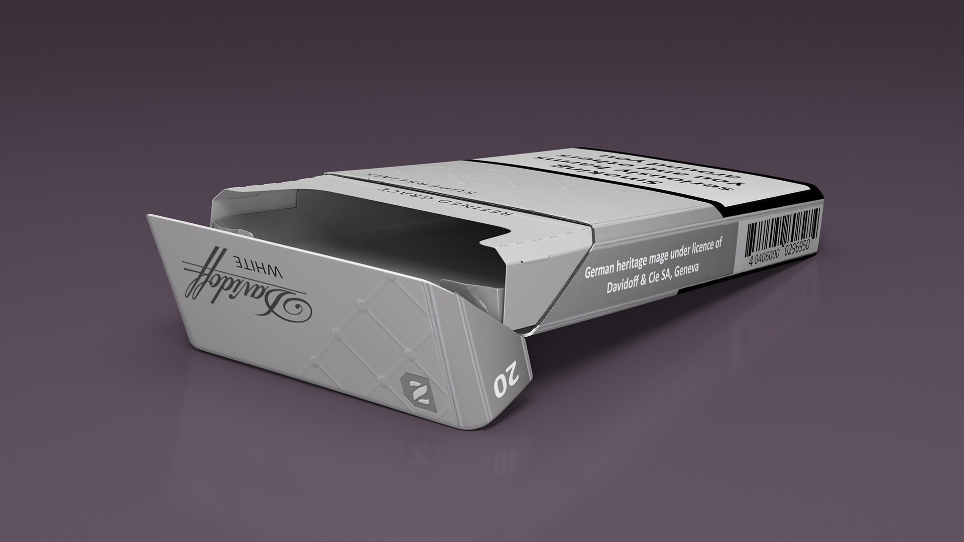3D model Pack of Cigarettes Davidoff White Super Slim Empty