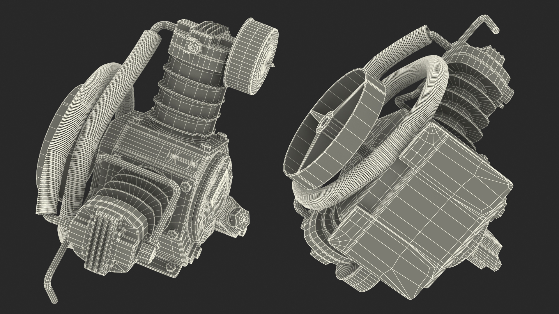 Compressor Pump Twin Cylinder V Style Yellow 3D model