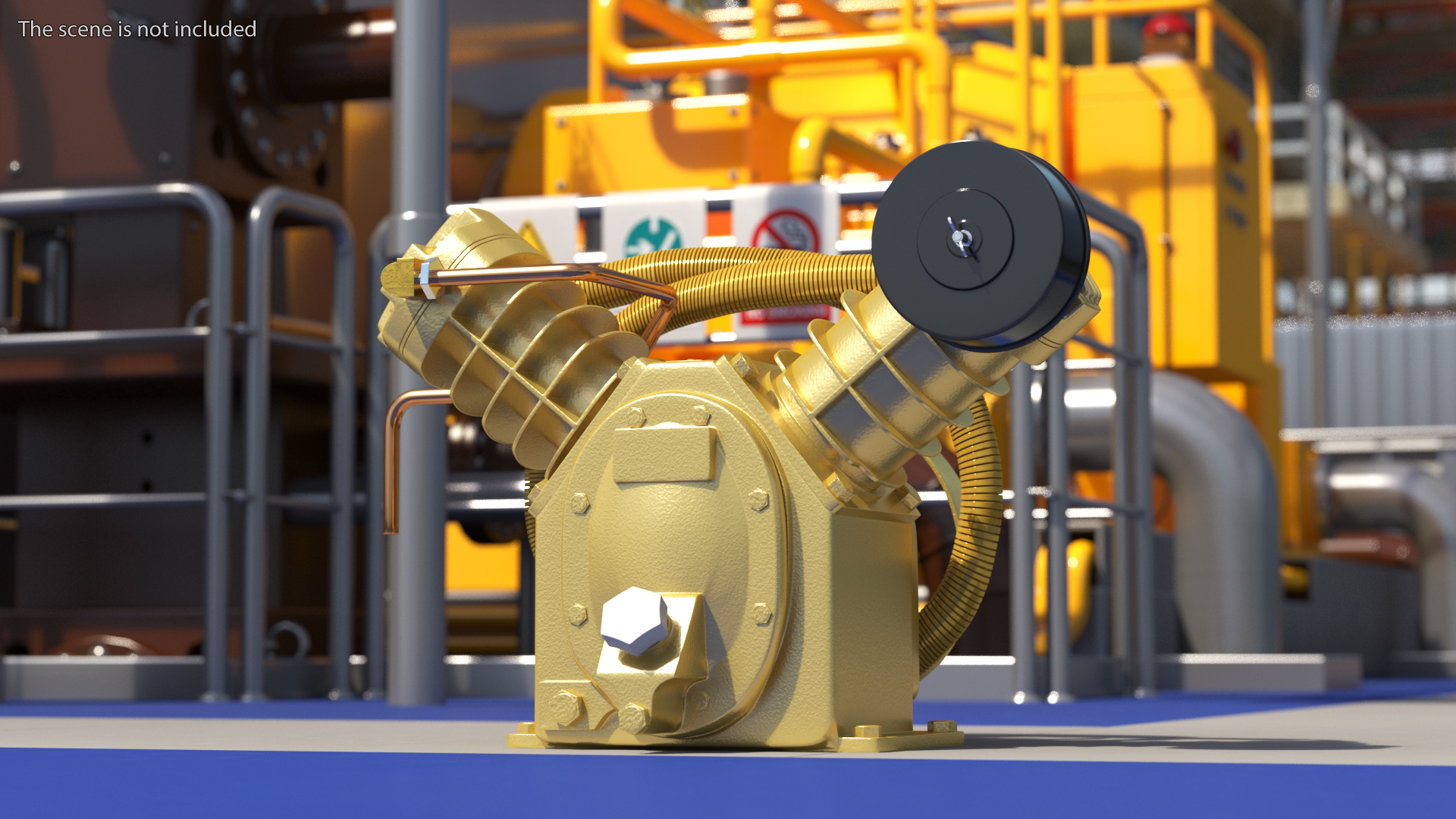 Compressor Pump Twin Cylinder V Style Yellow 3D model