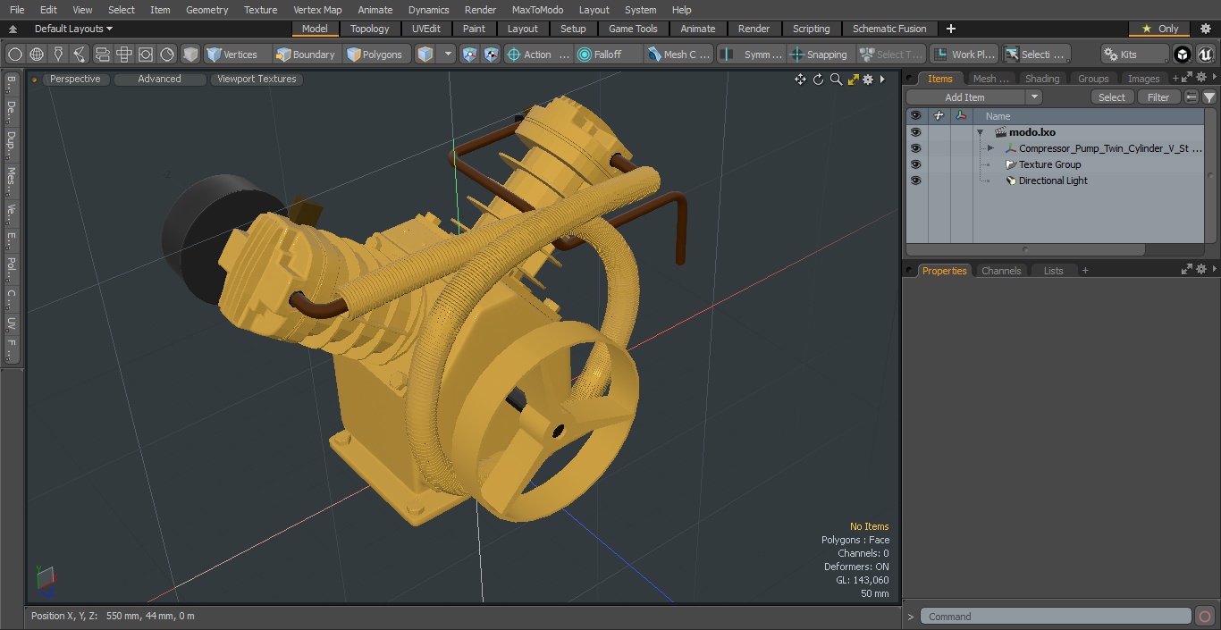 Compressor Pump Twin Cylinder V Style Yellow 3D model