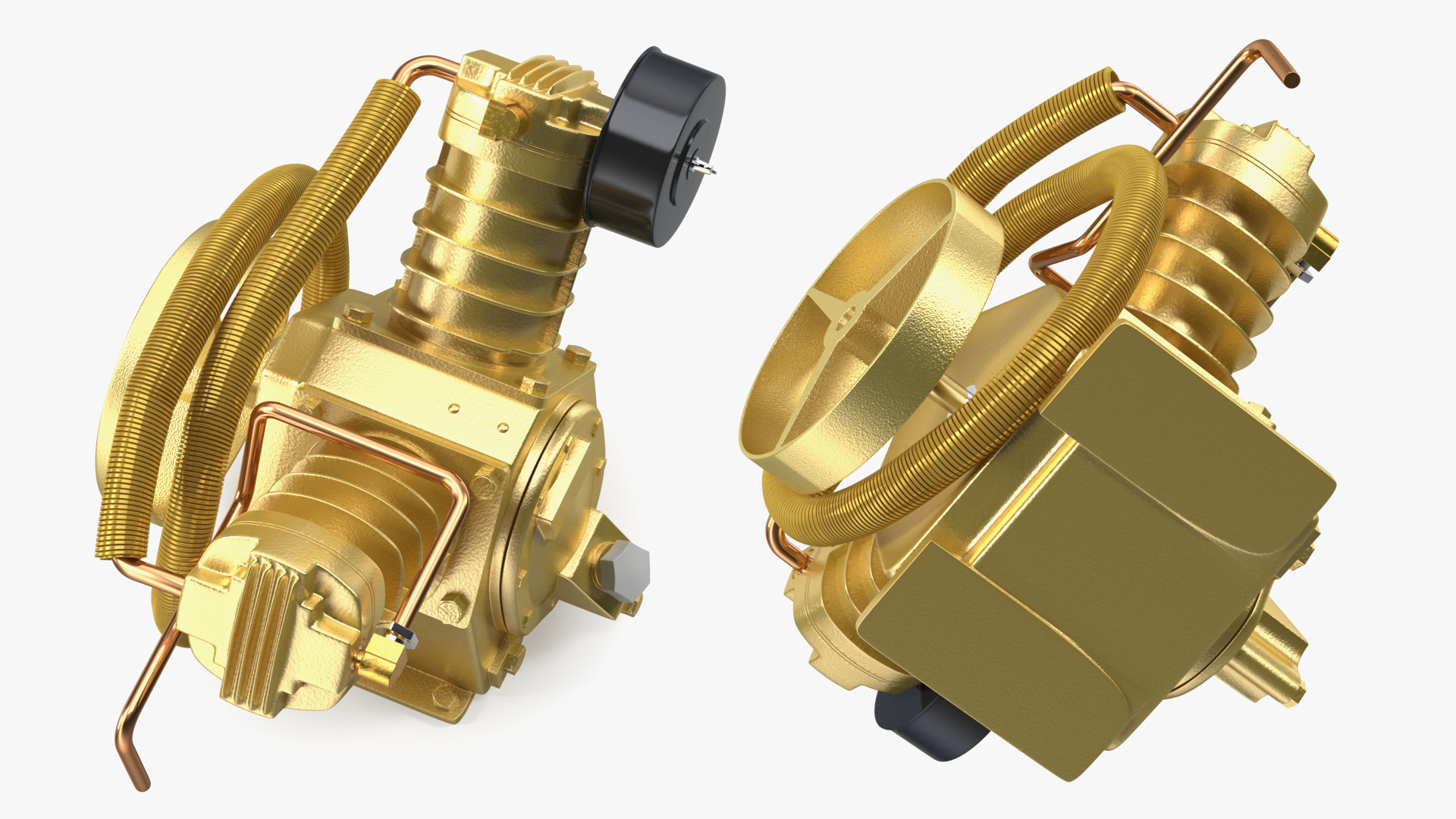 Compressor Pump Twin Cylinder V Style Yellow 3D model