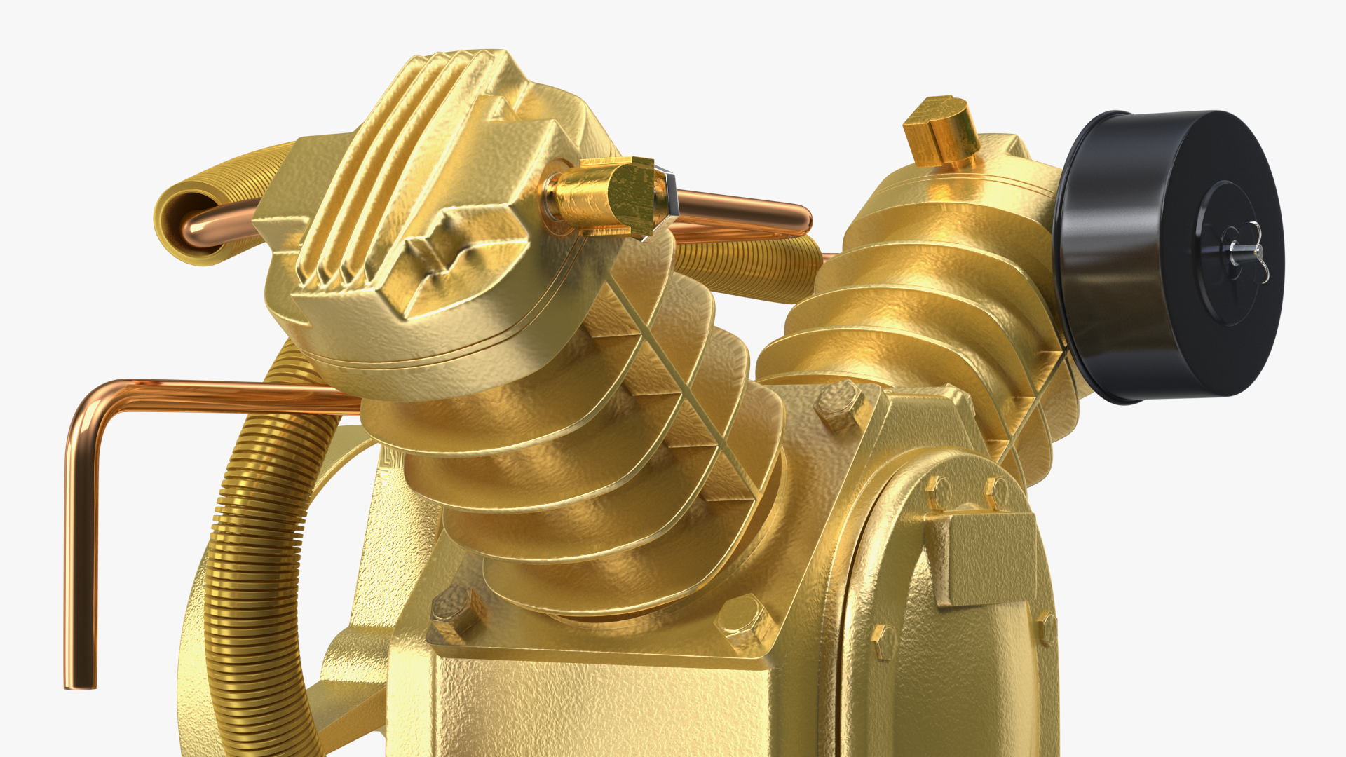 Compressor Pump Twin Cylinder V Style Yellow 3D model