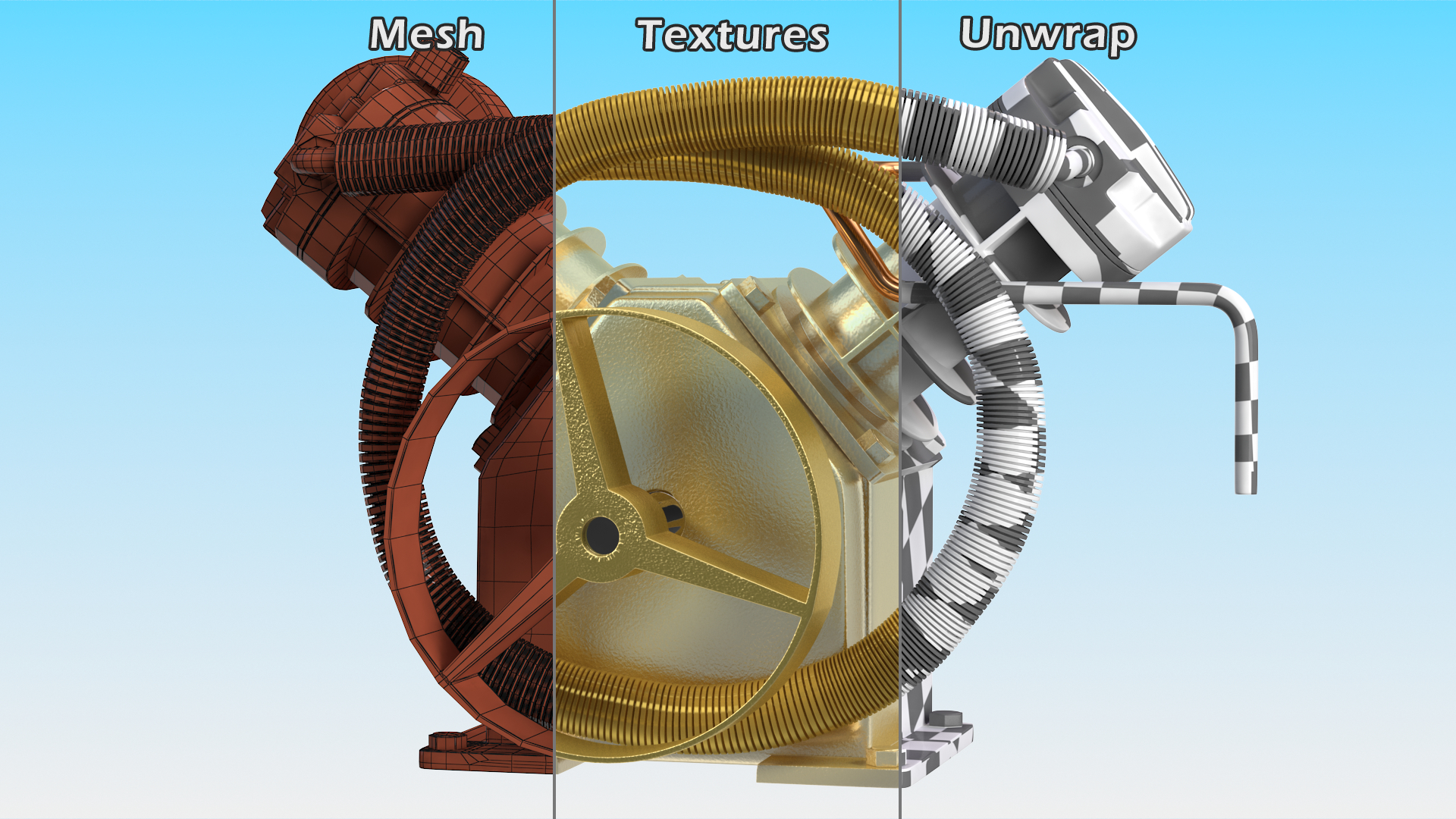 Compressor Pump Twin Cylinder V Style Yellow 3D model