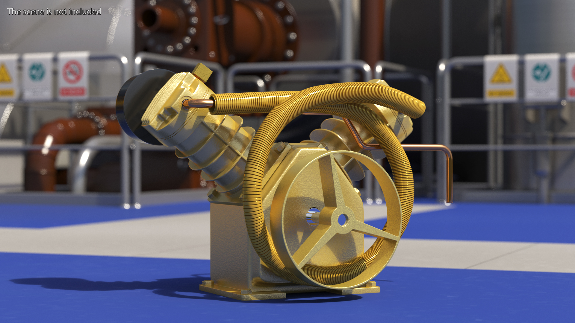 Compressor Pump Twin Cylinder V Style Yellow 3D model