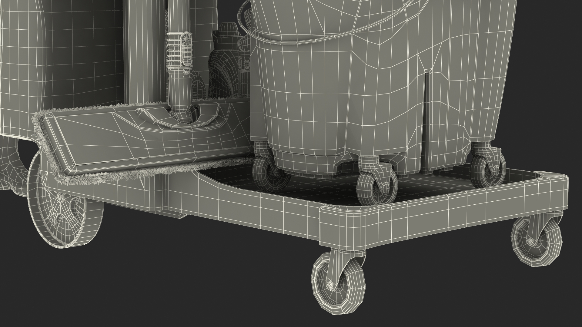 Black Maid With Multi Shelf Cleaning Cart Rigged Fur 3D