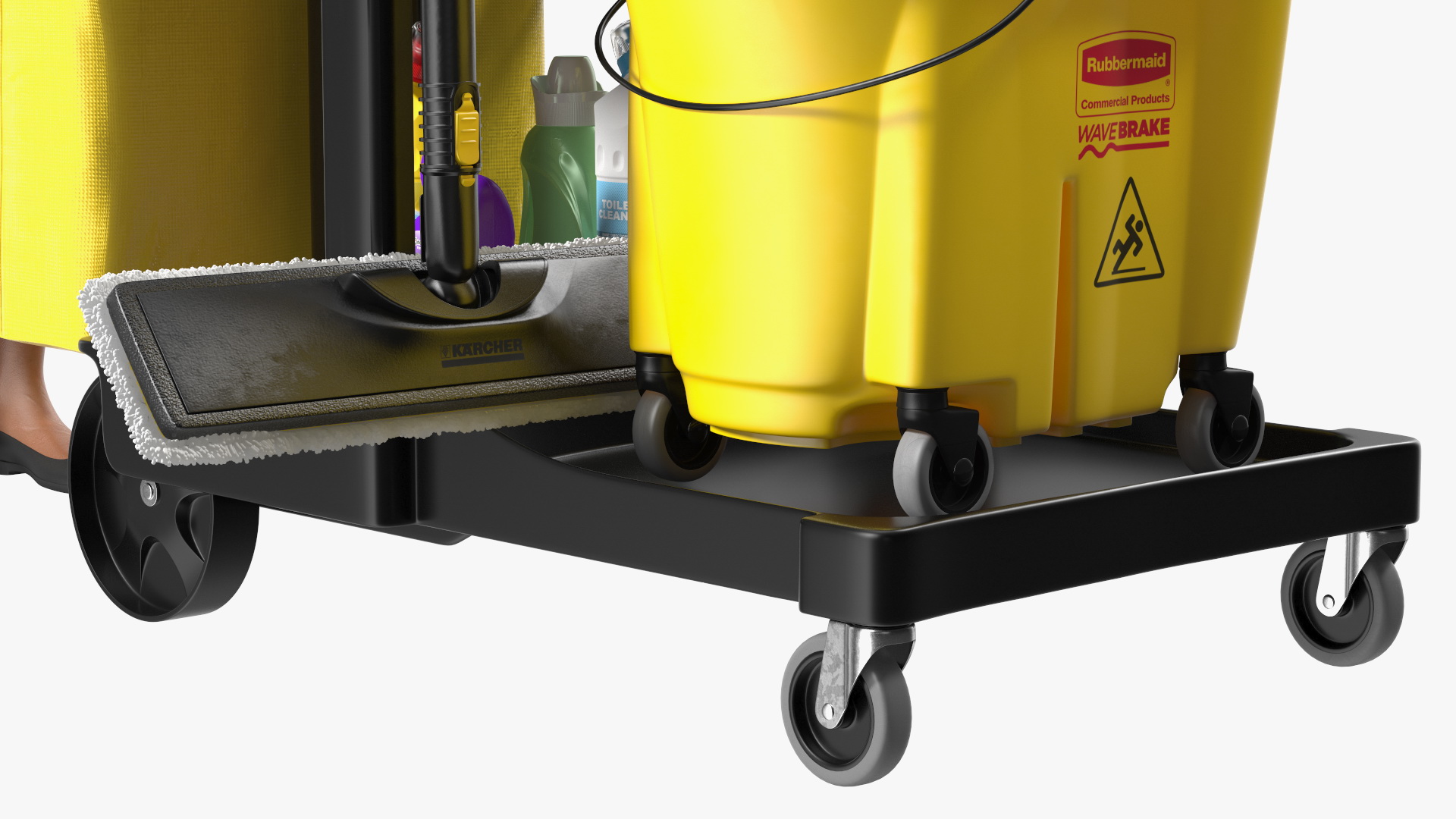 Black Maid With Multi Shelf Cleaning Cart Rigged Fur 3D