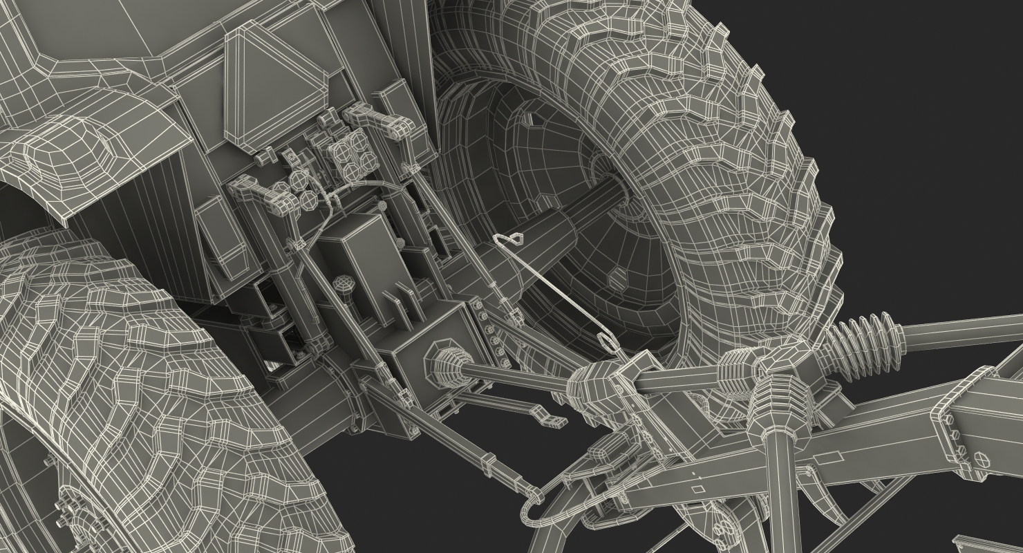 Tractor with Used Twin Rotary Rake Generic 3D