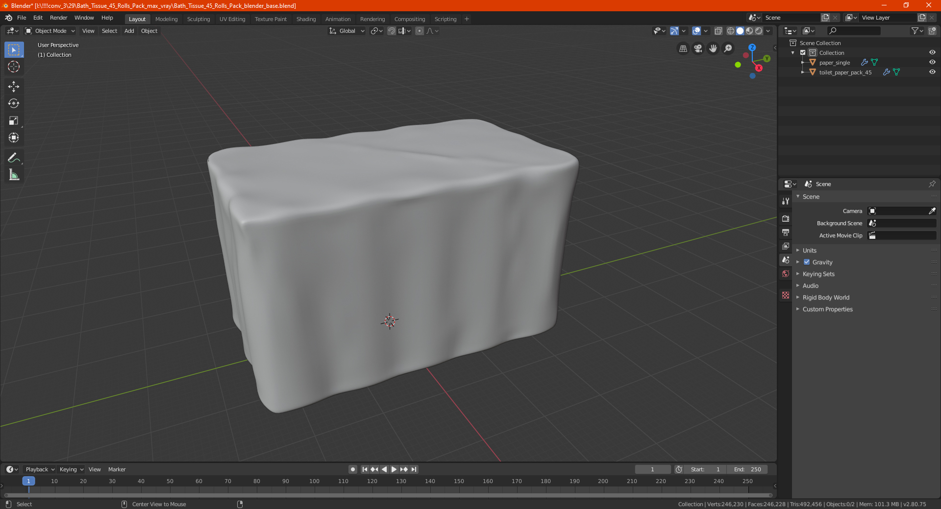 3D model Bath Tissue 45 Rolls Pack
