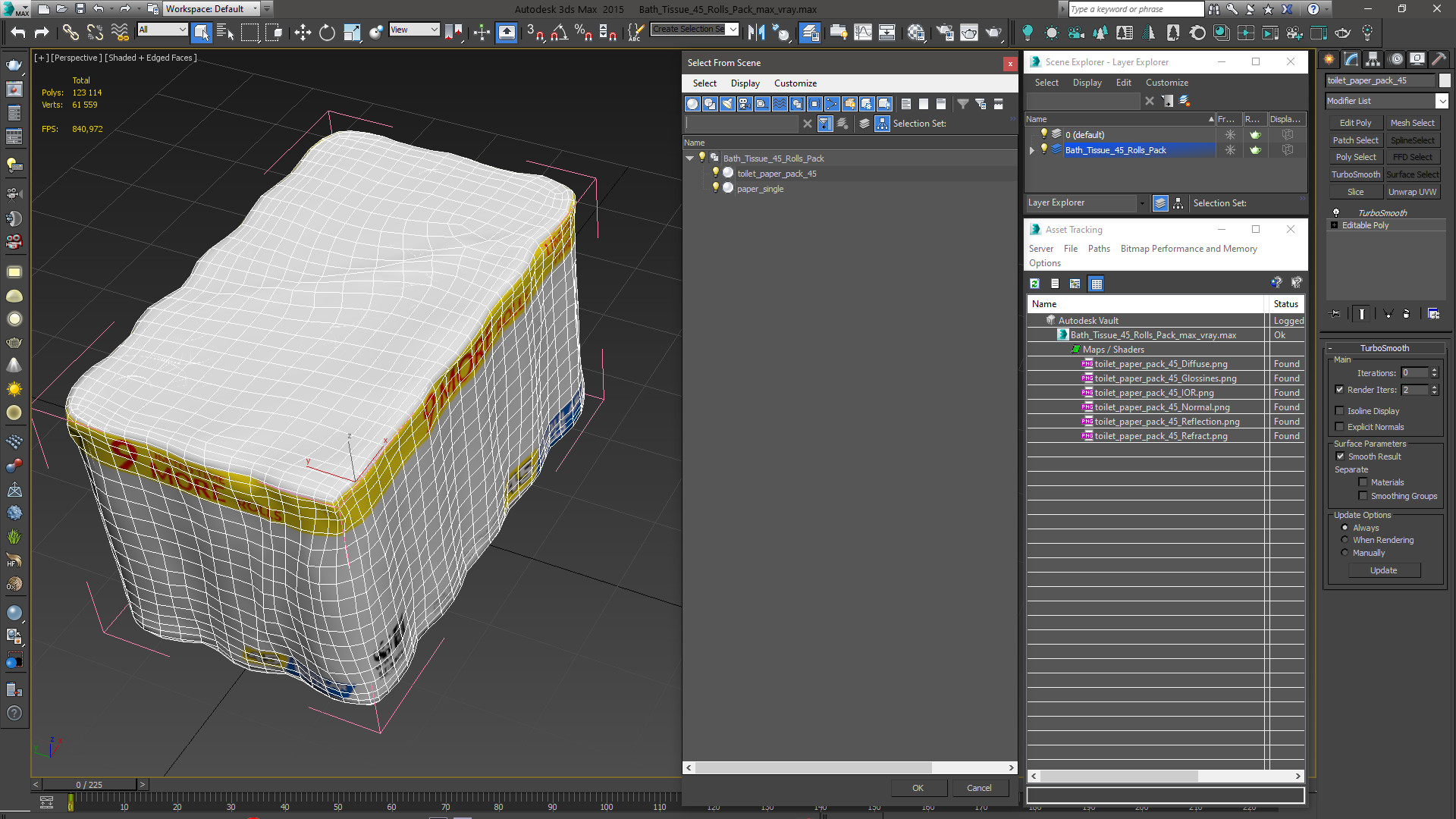 3D model Bath Tissue 45 Rolls Pack