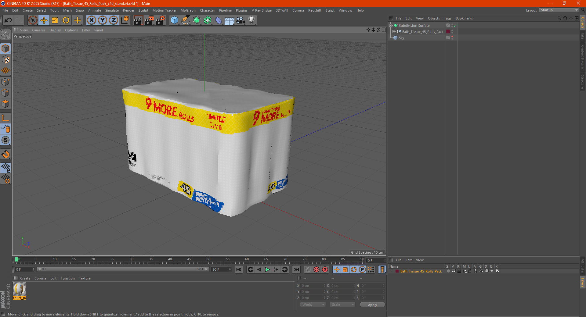 3D model Bath Tissue 45 Rolls Pack