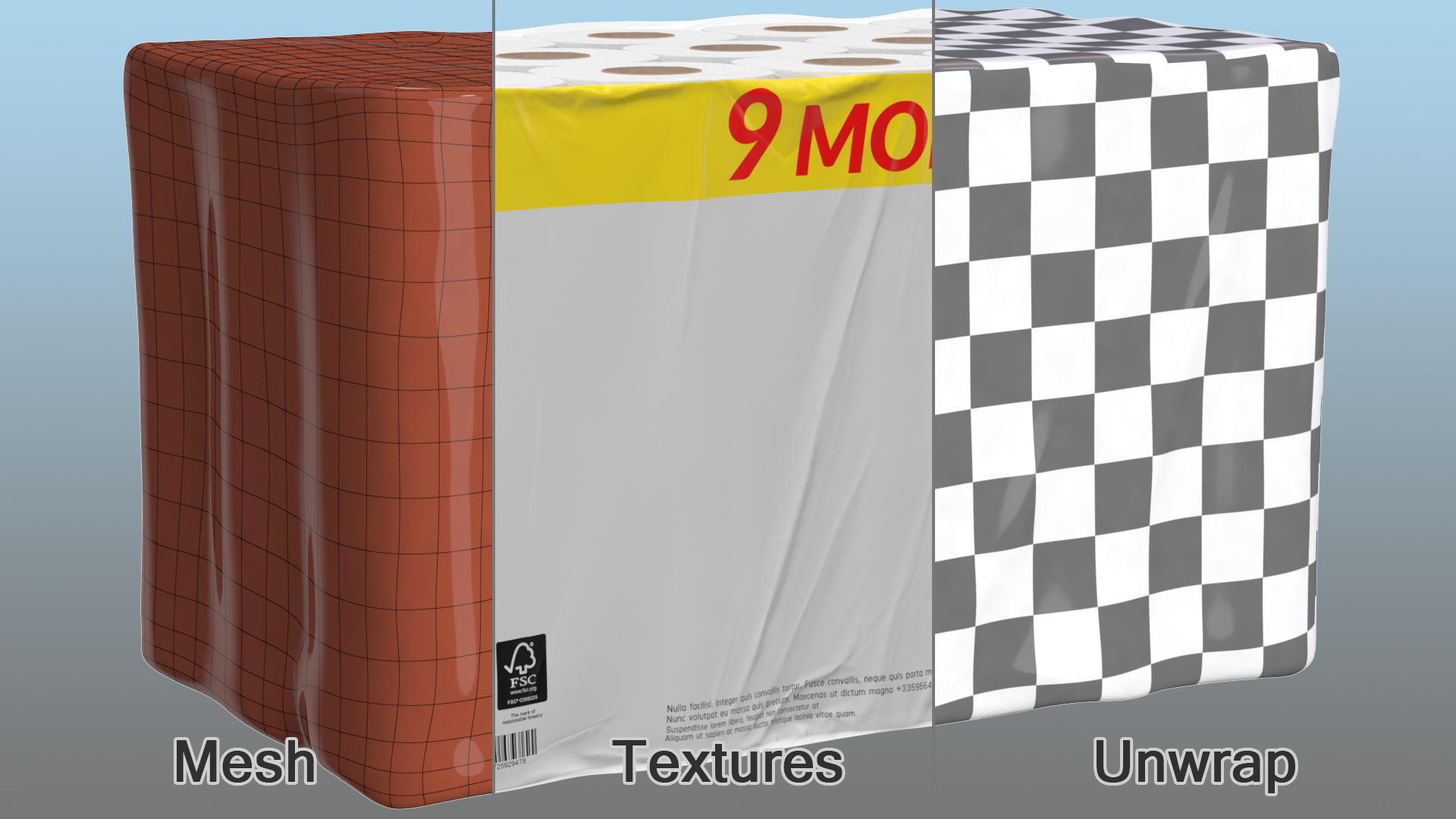 3D model Bath Tissue 45 Rolls Pack