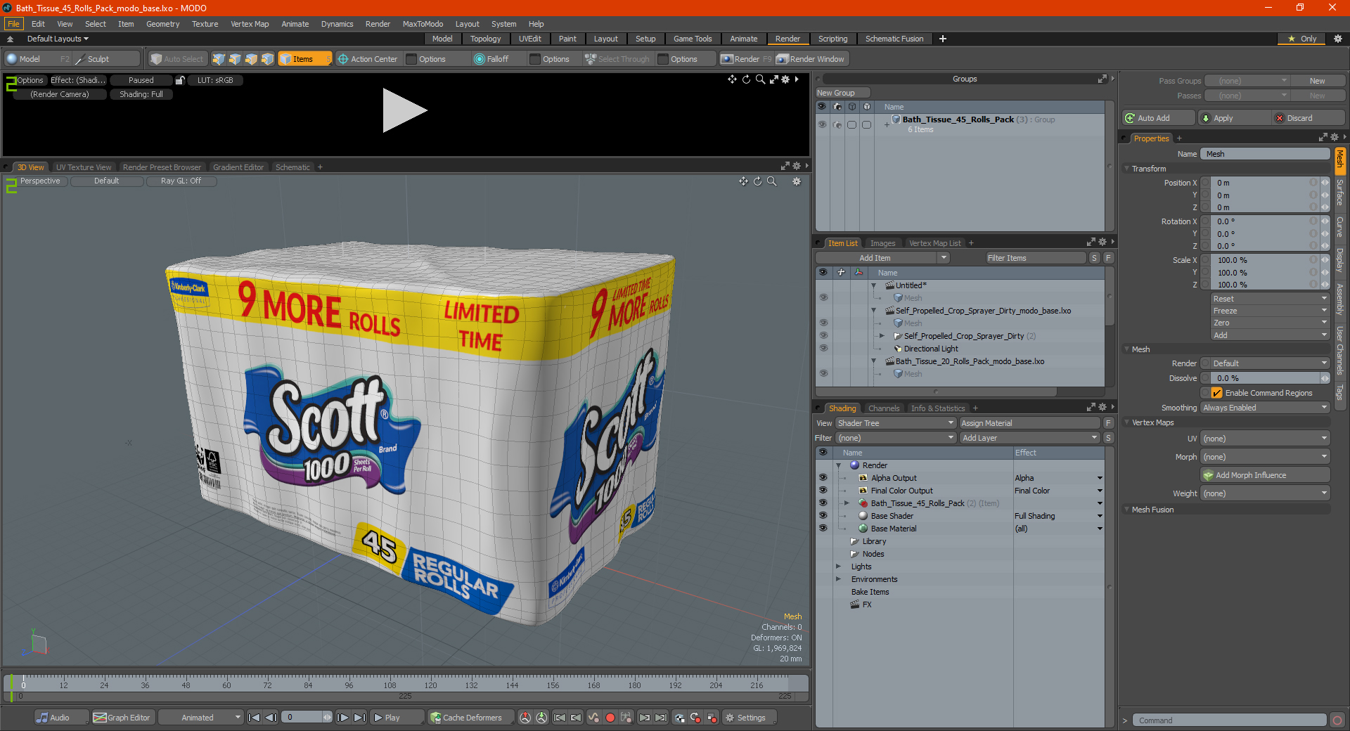 3D model Bath Tissue 45 Rolls Pack
