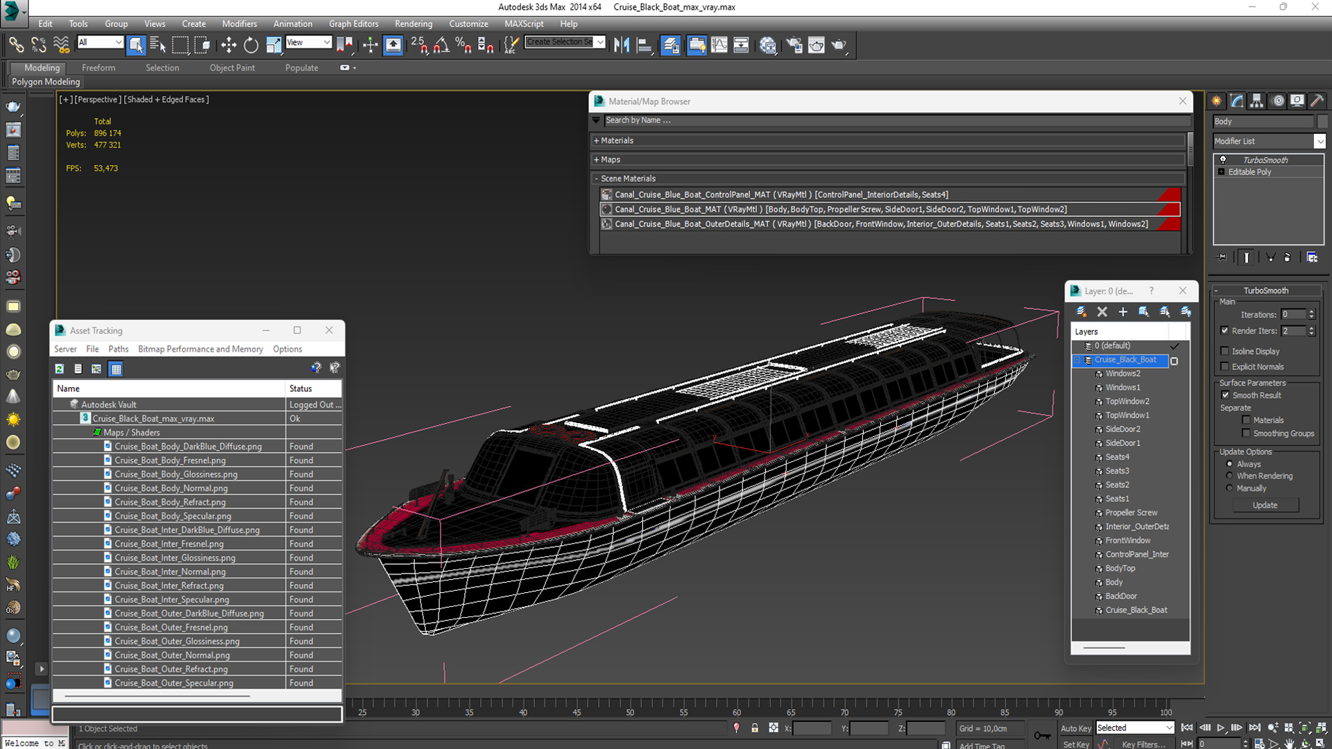 Cruise Black Boat 3D