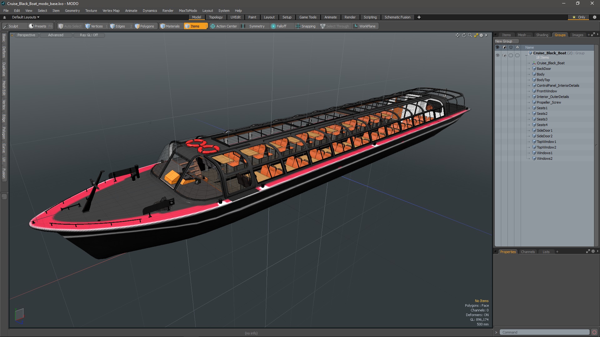Cruise Black Boat 3D