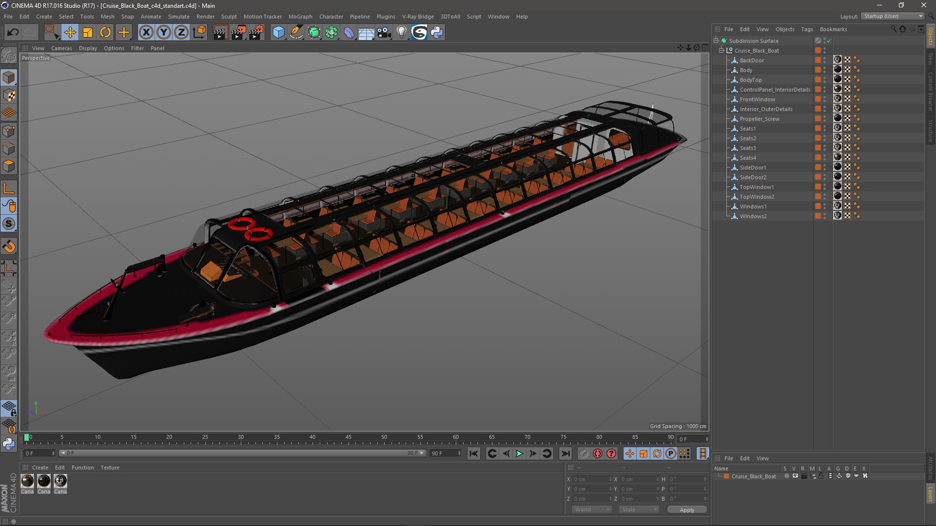 Cruise Black Boat 3D