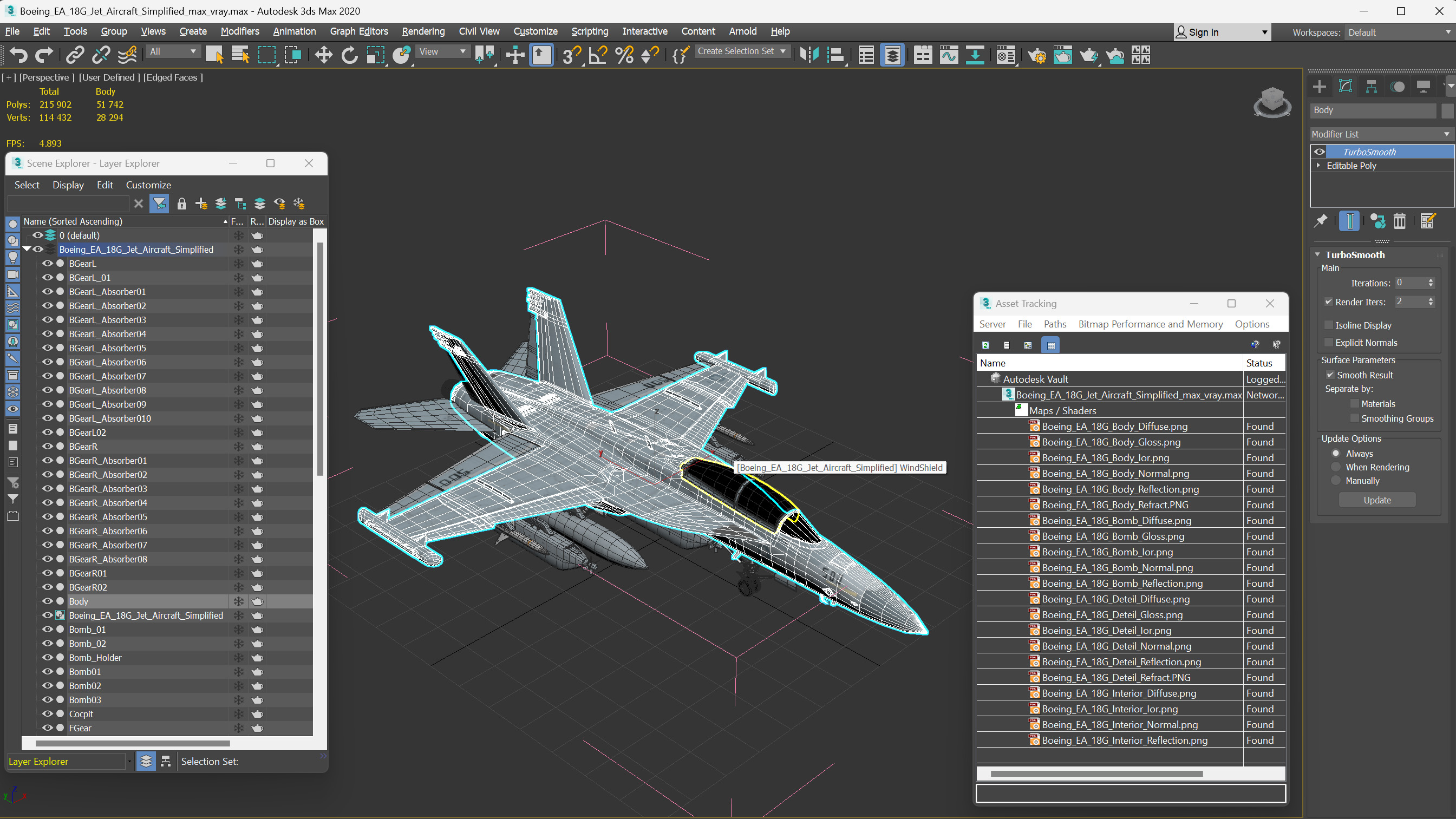Boeing EA 18G Jet Aircraft Simplified 3D