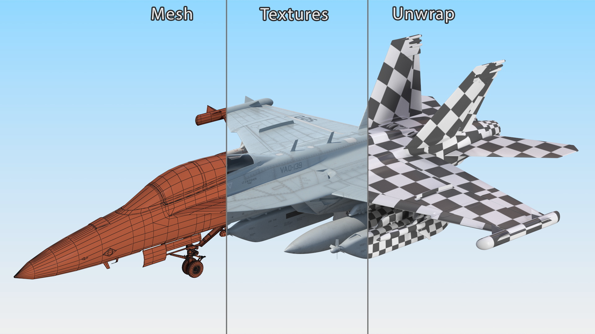 Boeing EA 18G Jet Aircraft Simplified 3D