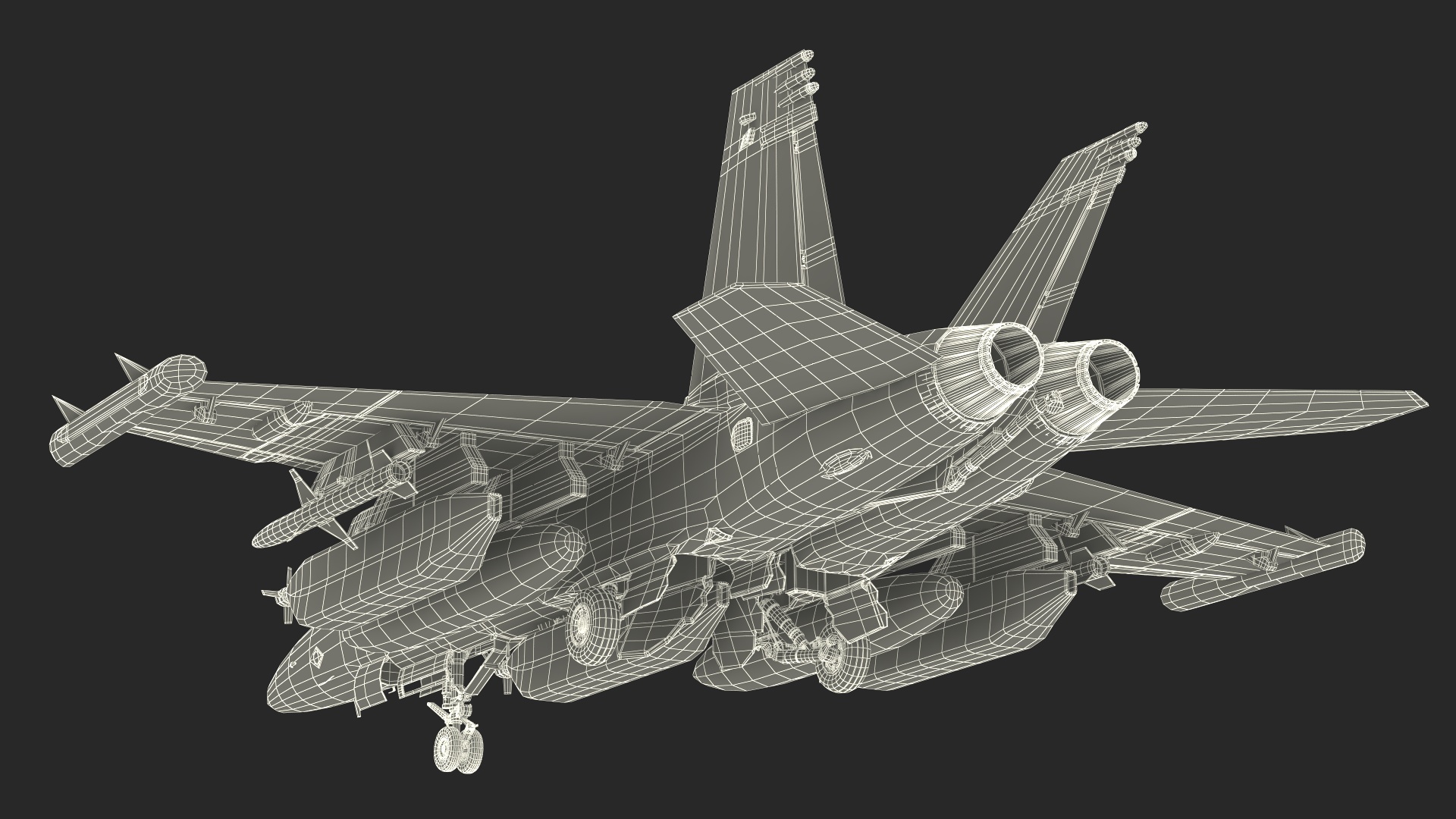 Boeing EA 18G Jet Aircraft Simplified 3D