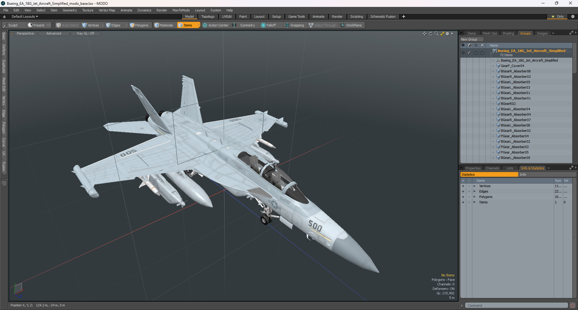 Boeing EA 18G Jet Aircraft Simplified 3D