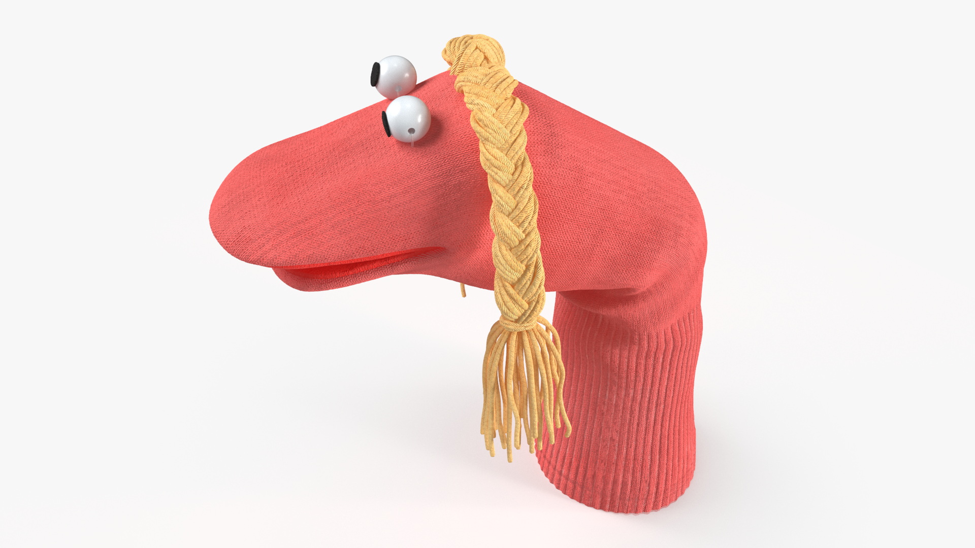 Sock Puppet Character Pink Girl Smiling Pose 3D model