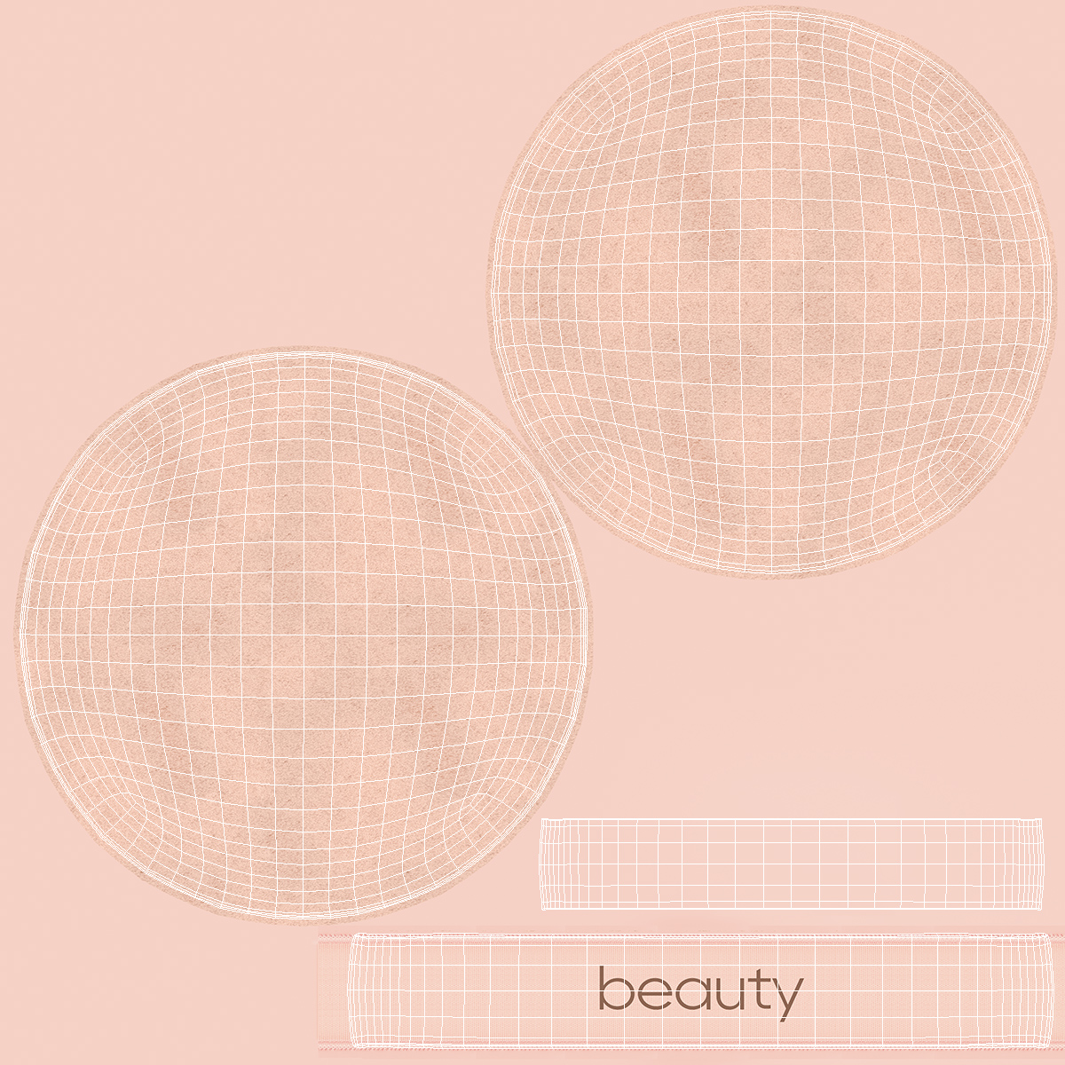Round Powder Puff with Strap Beige 3D model