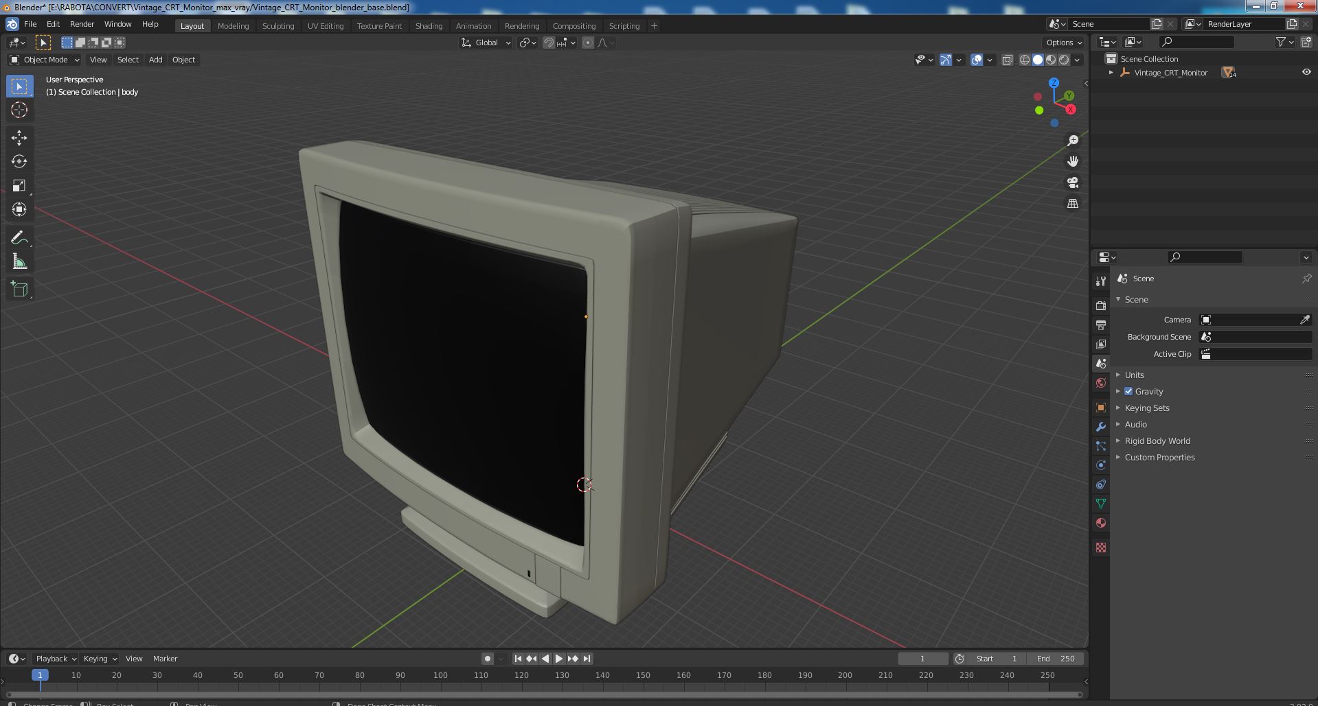 Vintage CRT Monitor 3D model