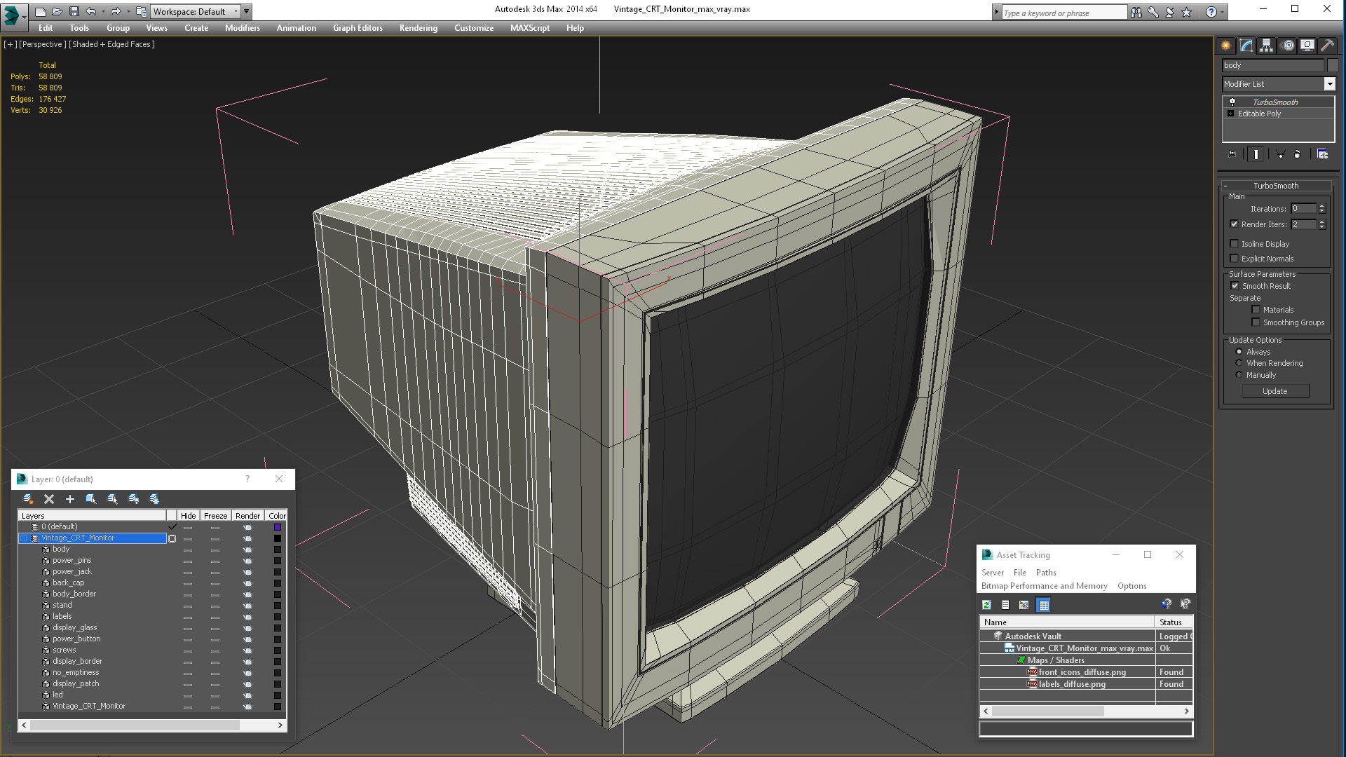 Vintage CRT Monitor 3D model
