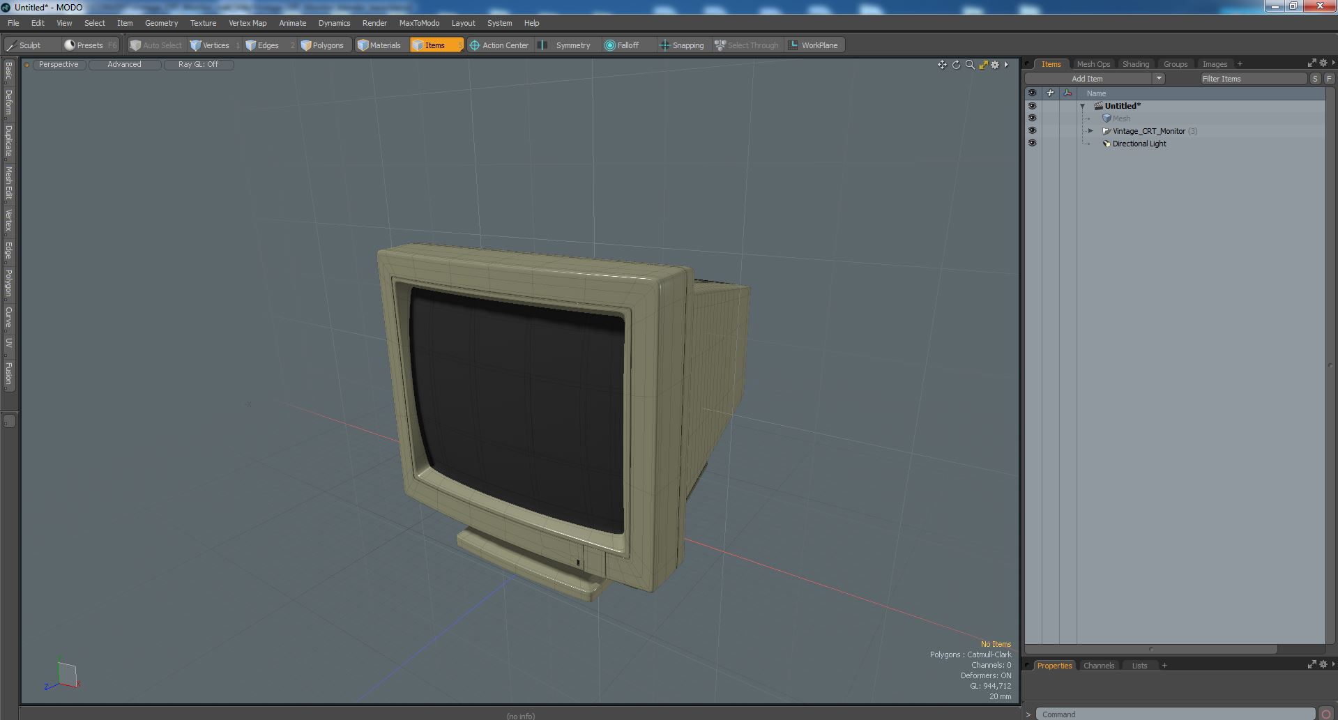 Vintage CRT Monitor 3D model