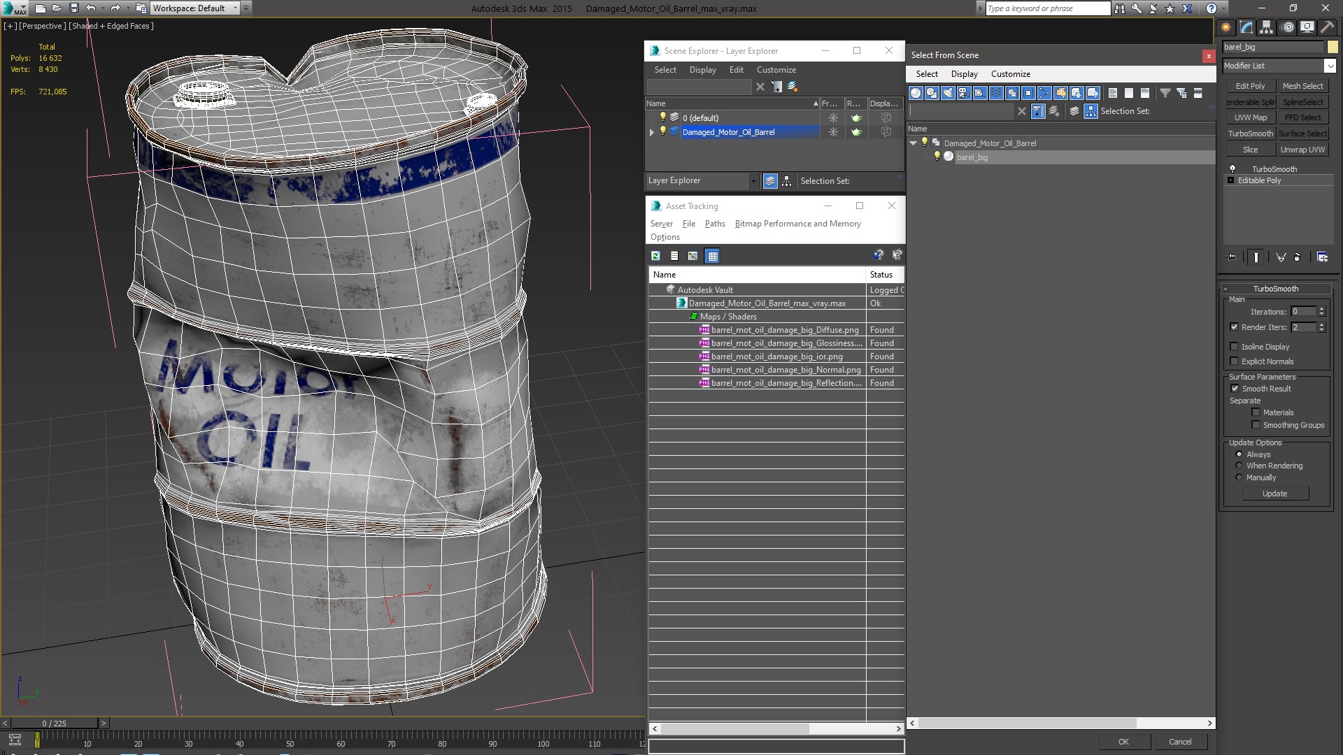 Damaged Motor Oil Barrel 3D model