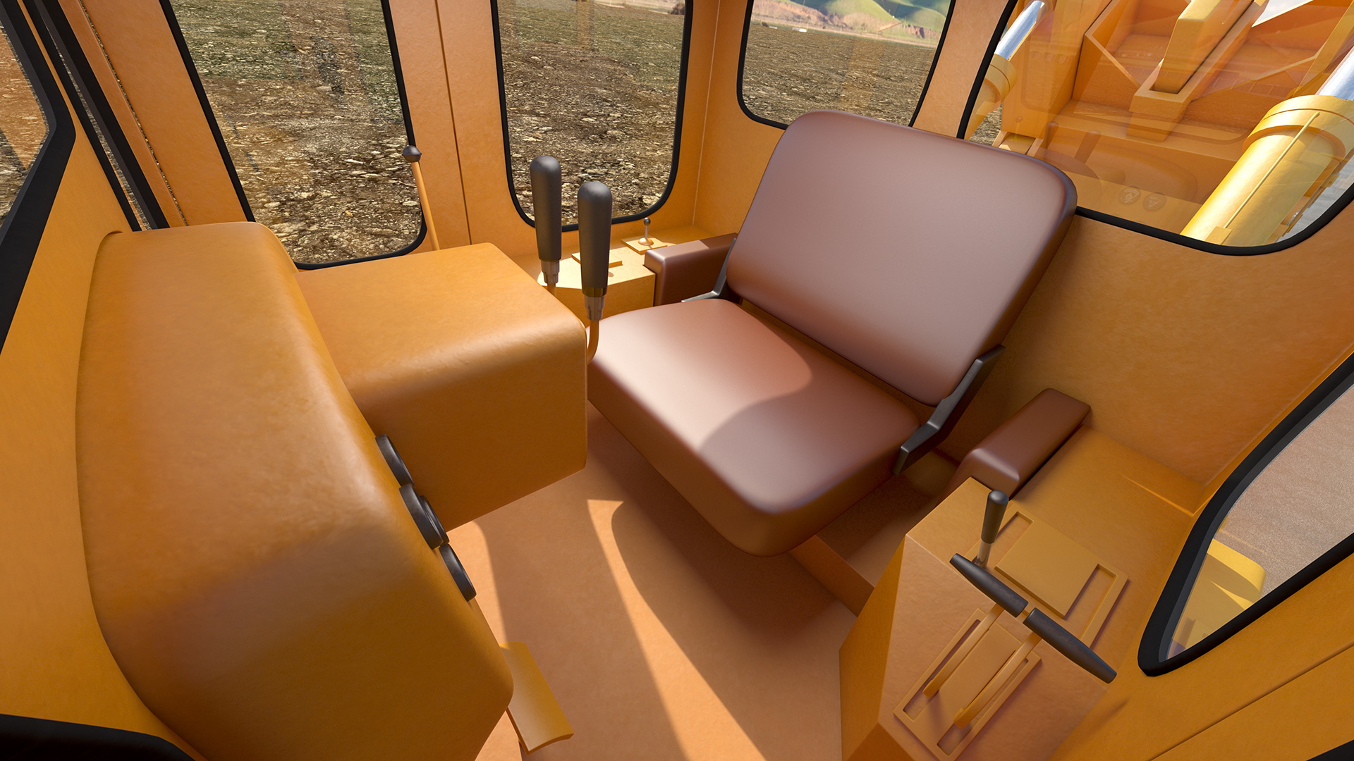 3D model Cabover Truck with Bulldozer on Heavy Transport Trailer