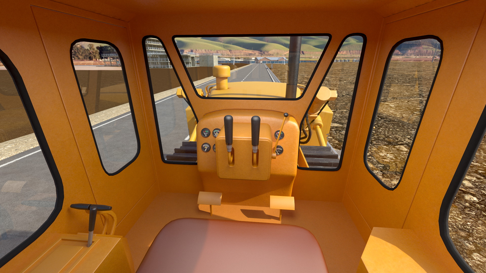 3D model Cabover Truck with Bulldozer on Heavy Transport Trailer
