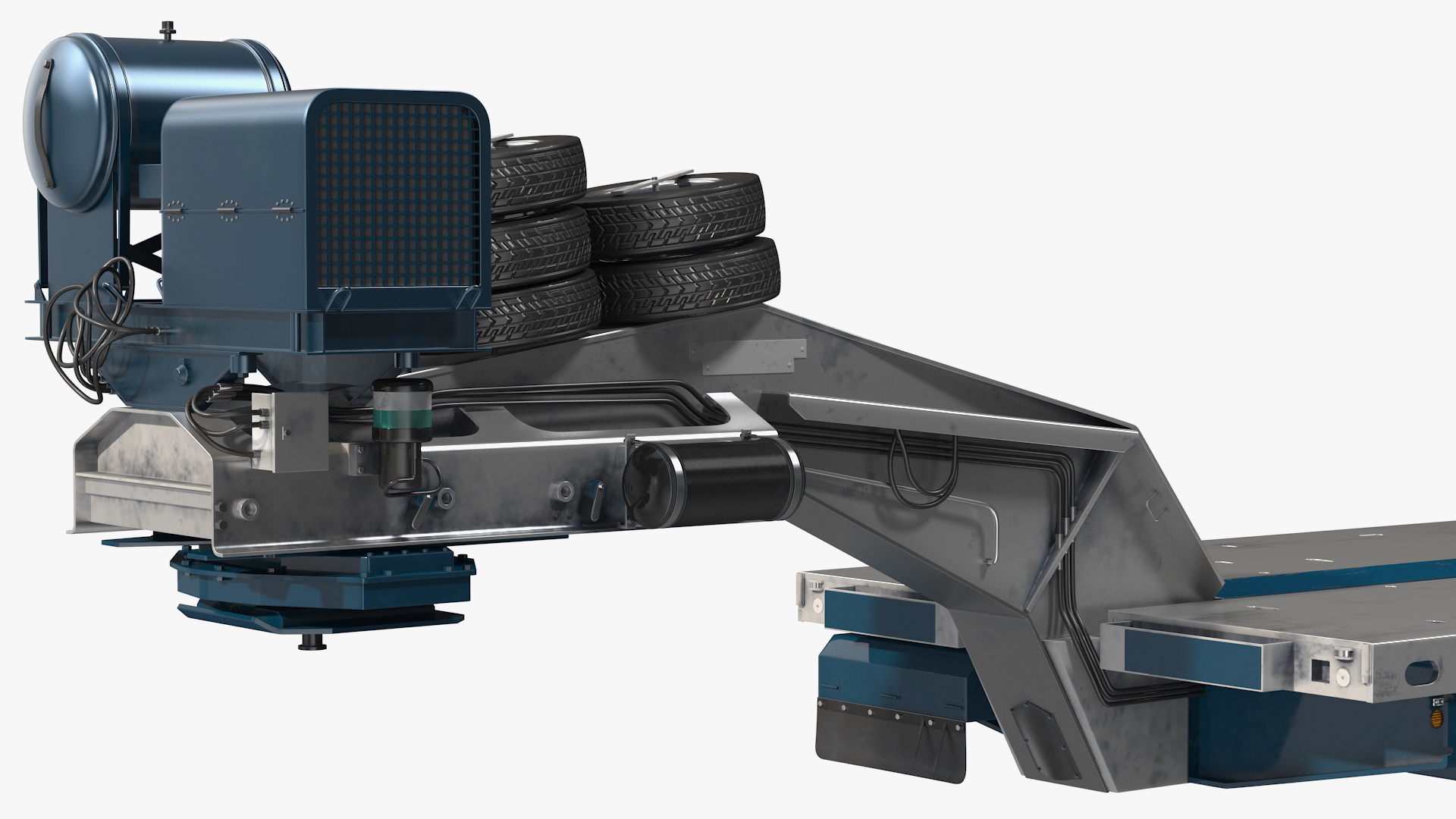 3D model Cabover Truck with Bulldozer on Heavy Transport Trailer