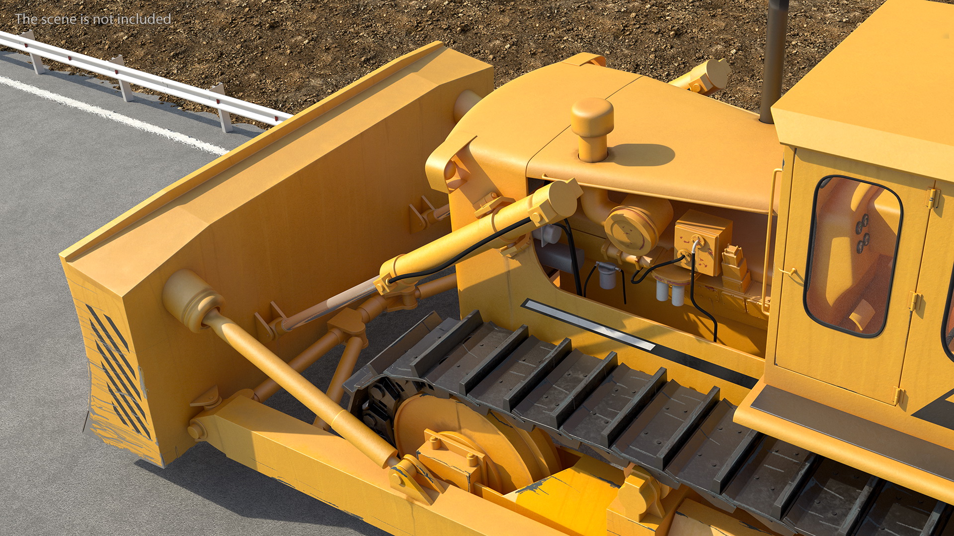 3D model Cabover Truck with Bulldozer on Heavy Transport Trailer