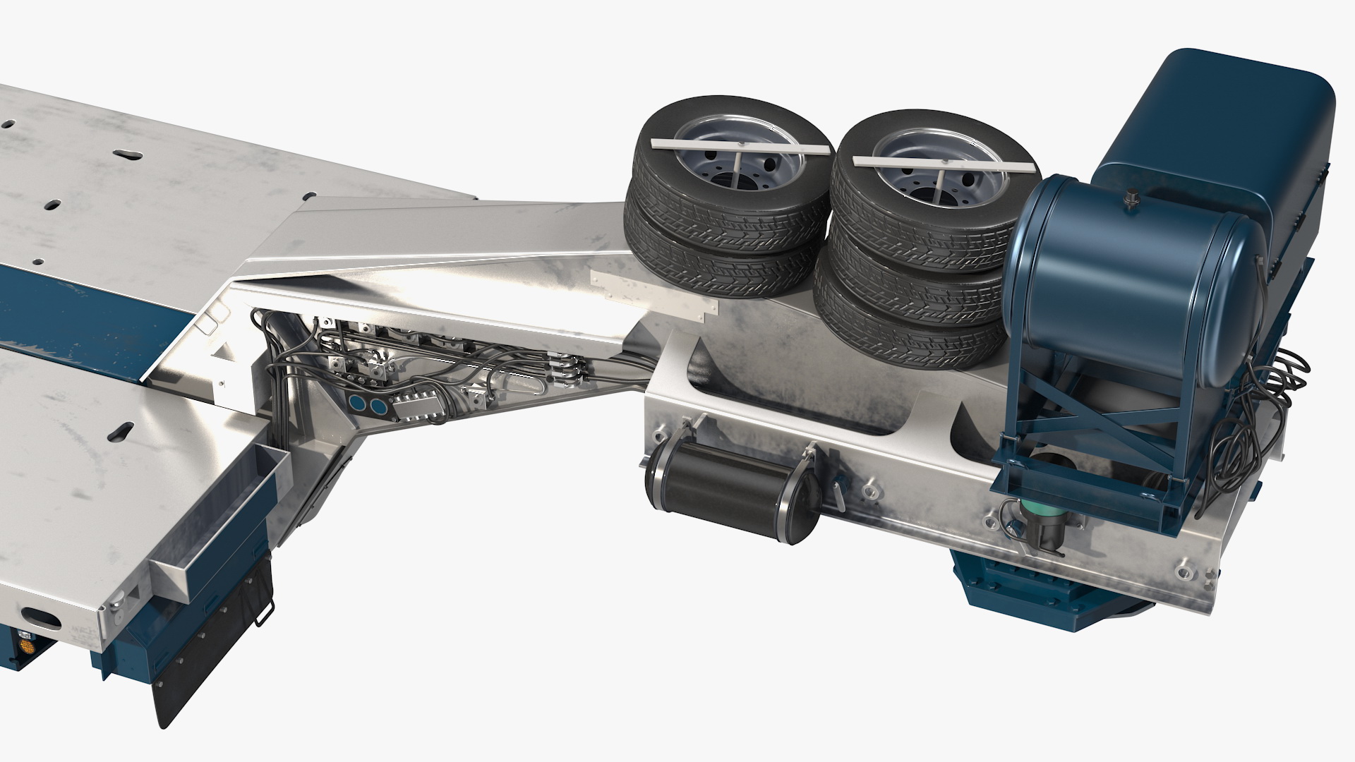3D model Cabover Truck with Bulldozer on Heavy Transport Trailer