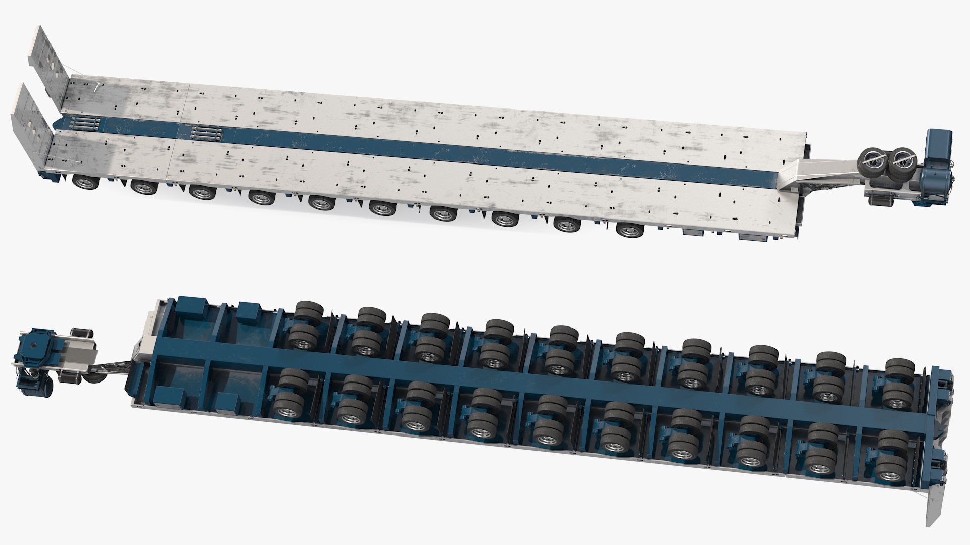 3D model Cabover Truck with Bulldozer on Heavy Transport Trailer