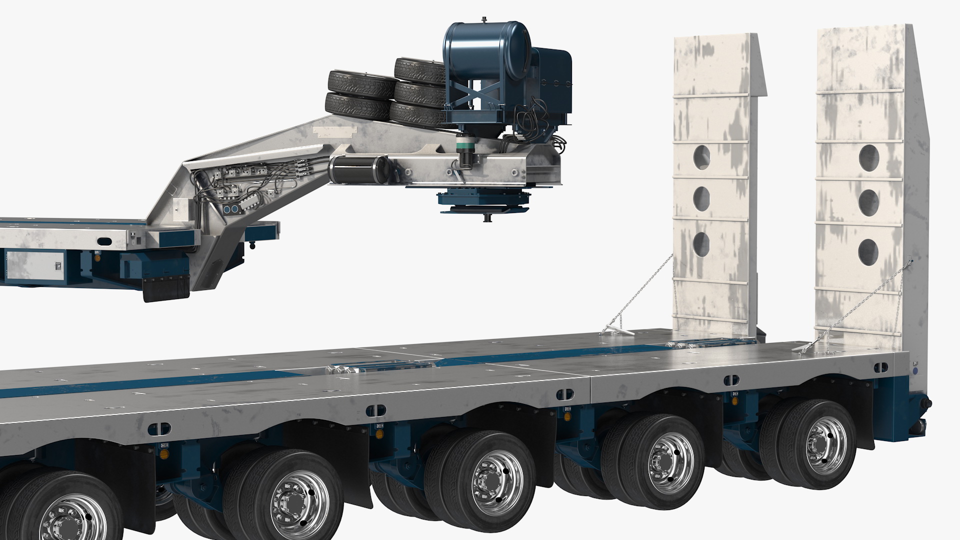 3D model Cabover Truck with Bulldozer on Heavy Transport Trailer