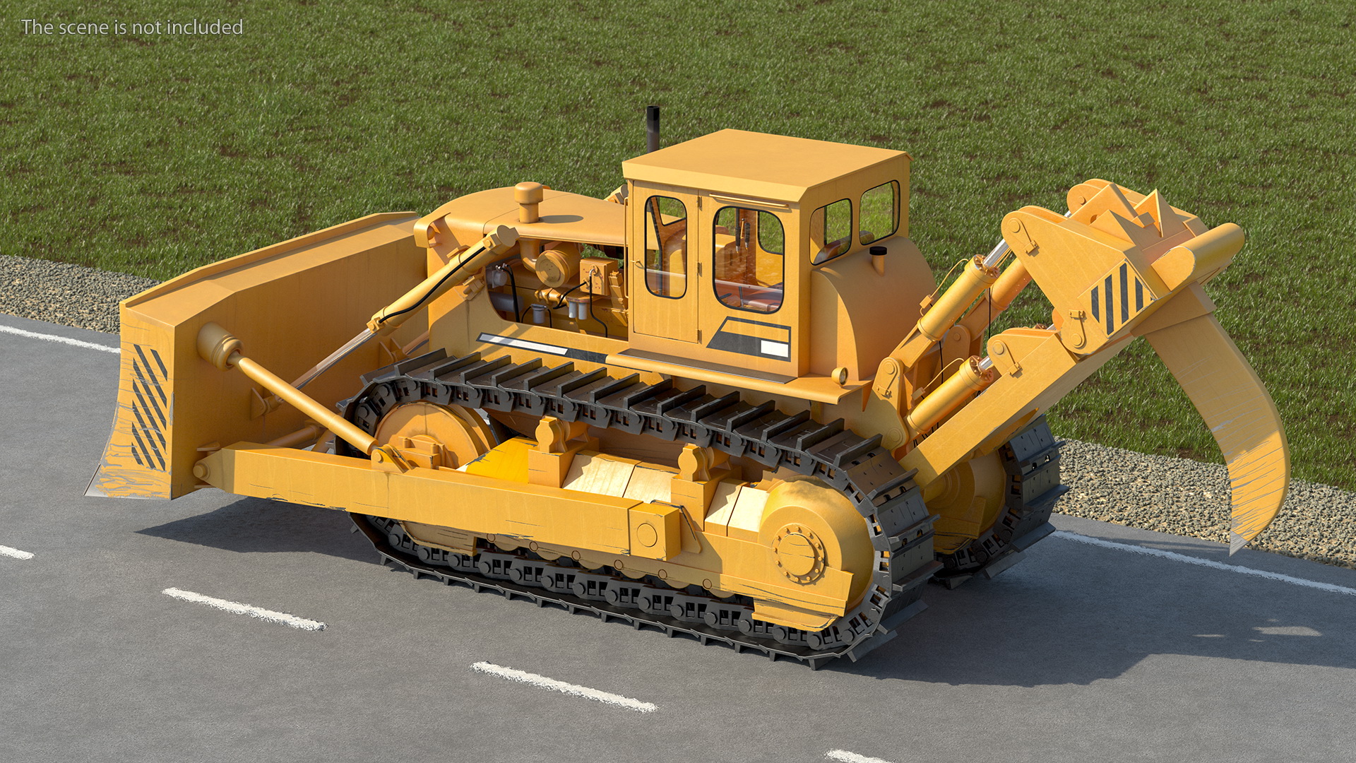 3D model Cabover Truck with Bulldozer on Heavy Transport Trailer
