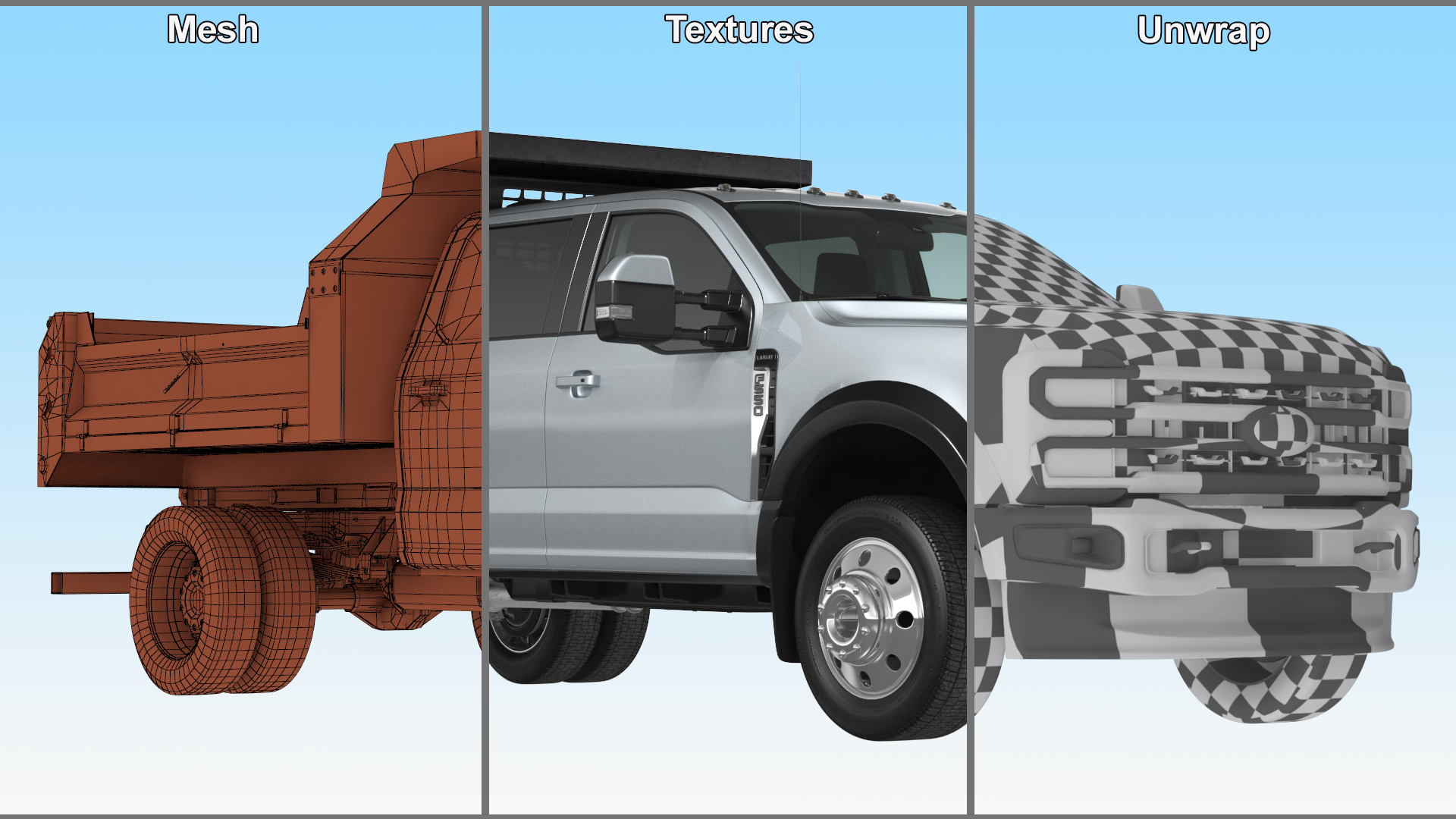 3D Ford Super Duty 2023 F-550 DRW Lariat Silver Metallic model