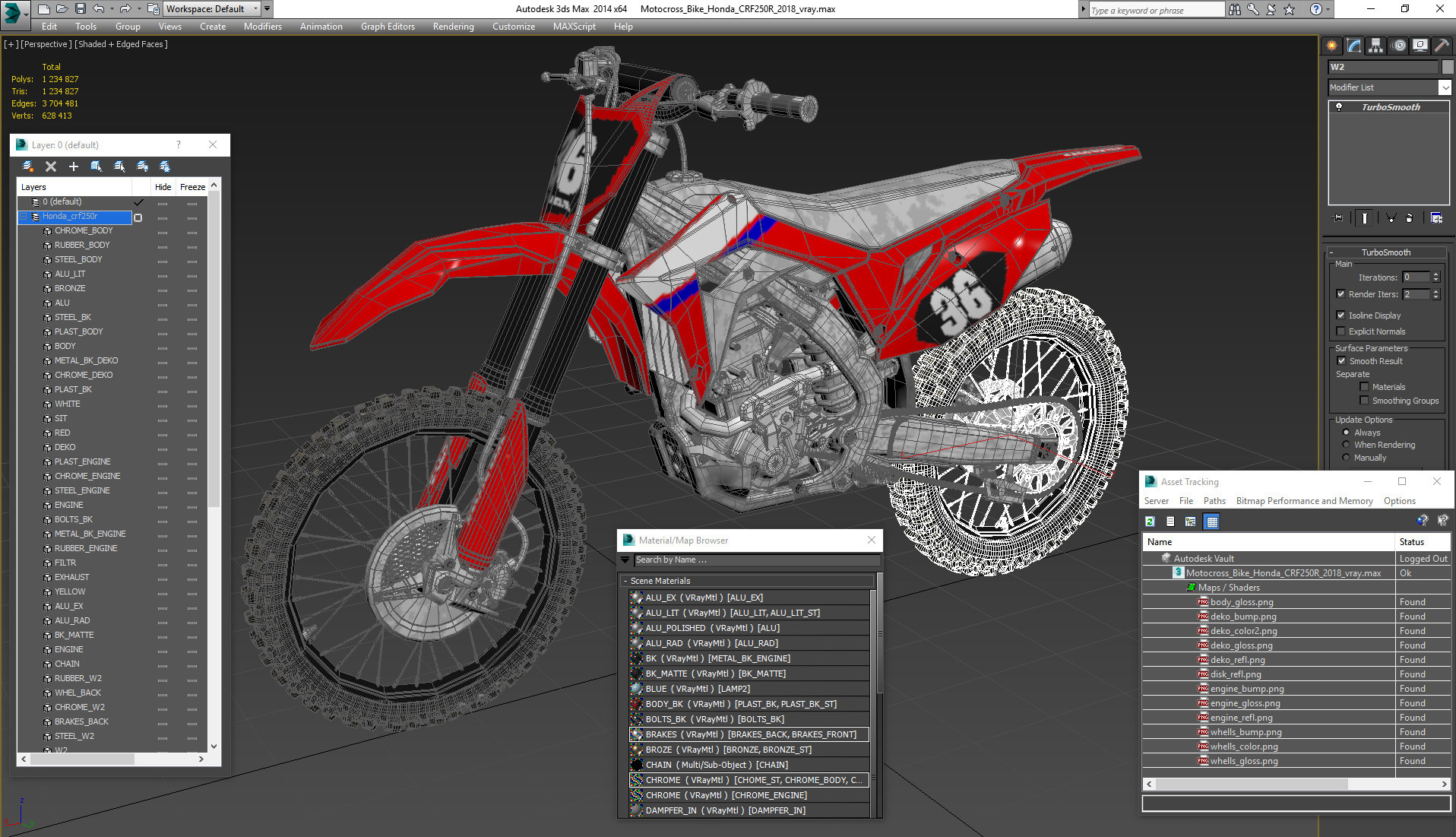 3D Motocross Bike Honda CRF250R 2018 model