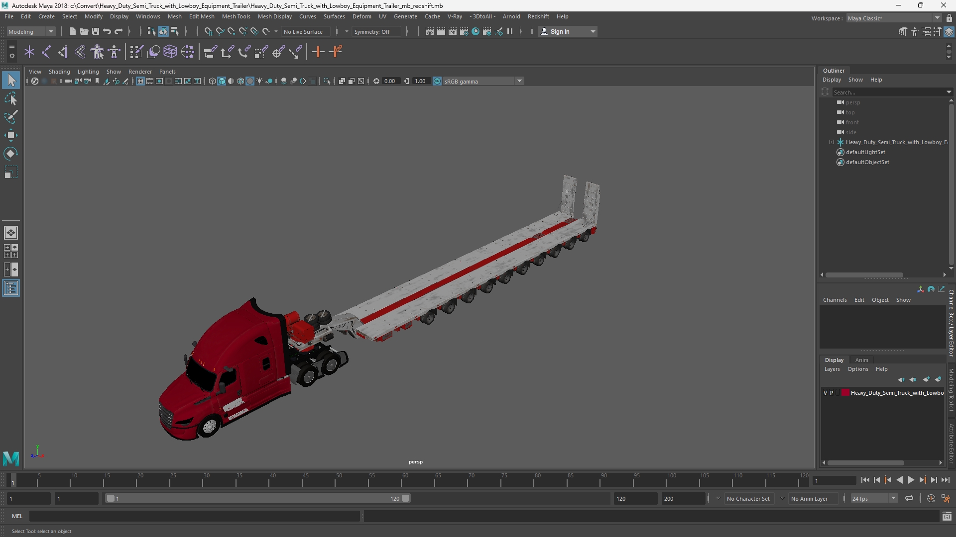 Heavy Duty Semi Truck with Lowboy Equipment Trailer - view 11