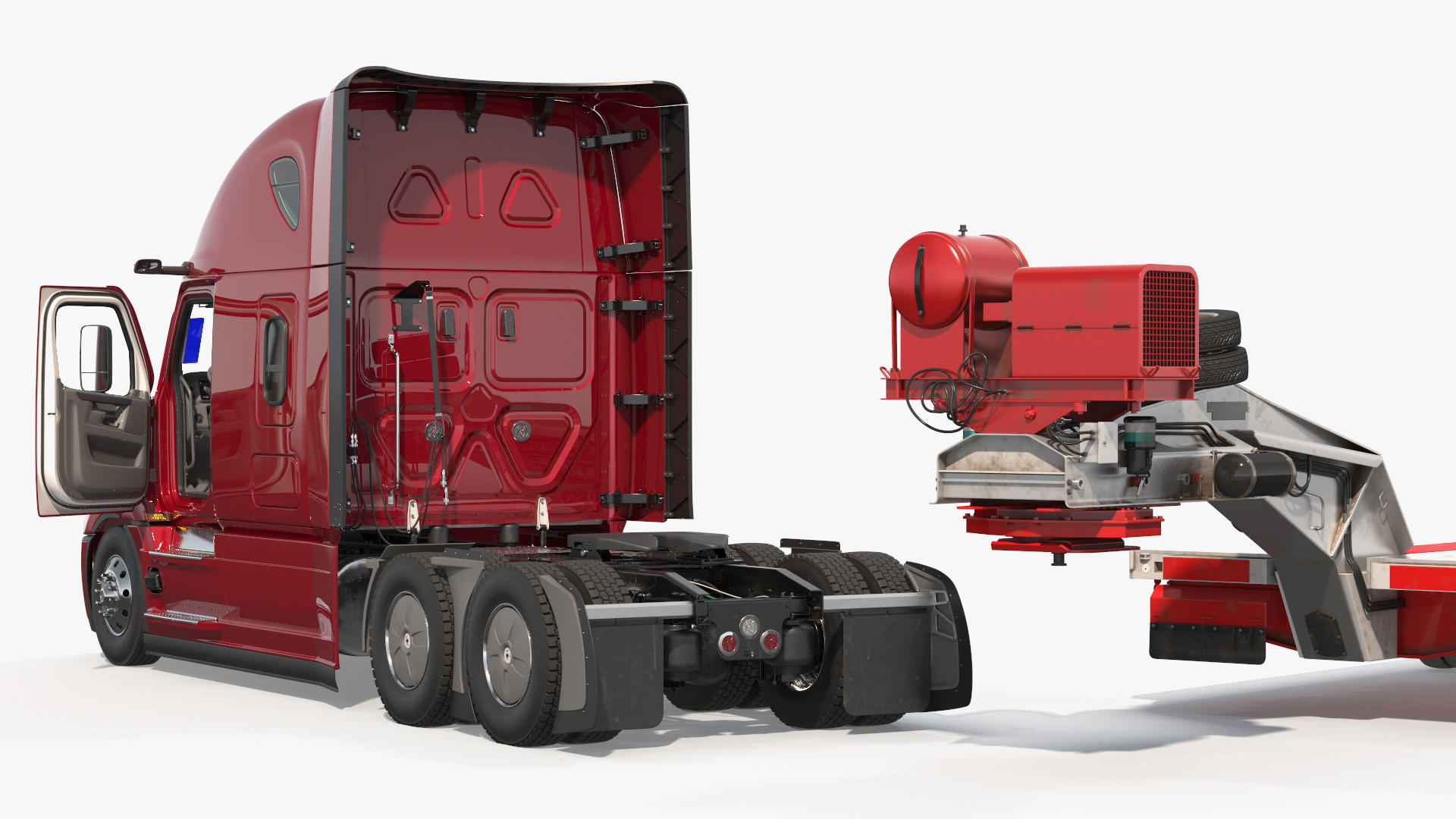 Heavy Duty Semi Truck with Lowboy Equipment Trailer - view 8