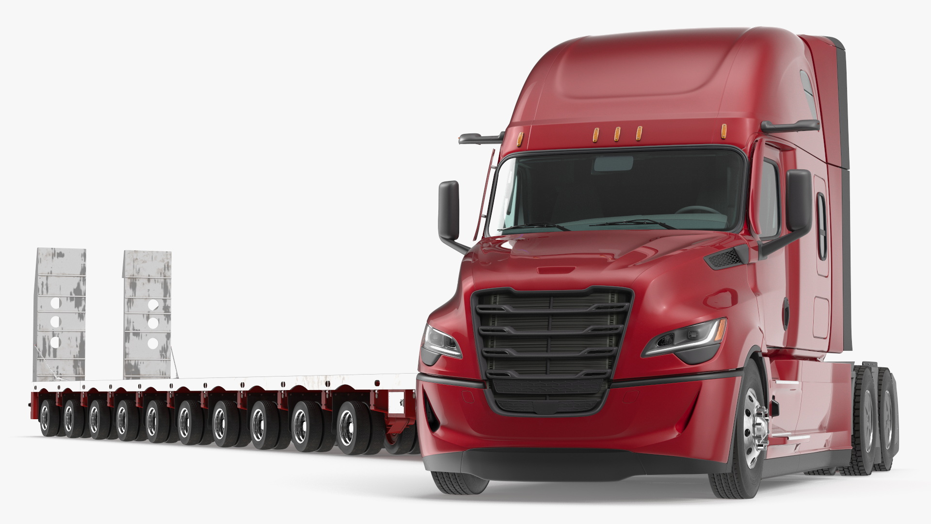 Heavy Duty Semi Truck with Lowboy Equipment Trailer - view 3