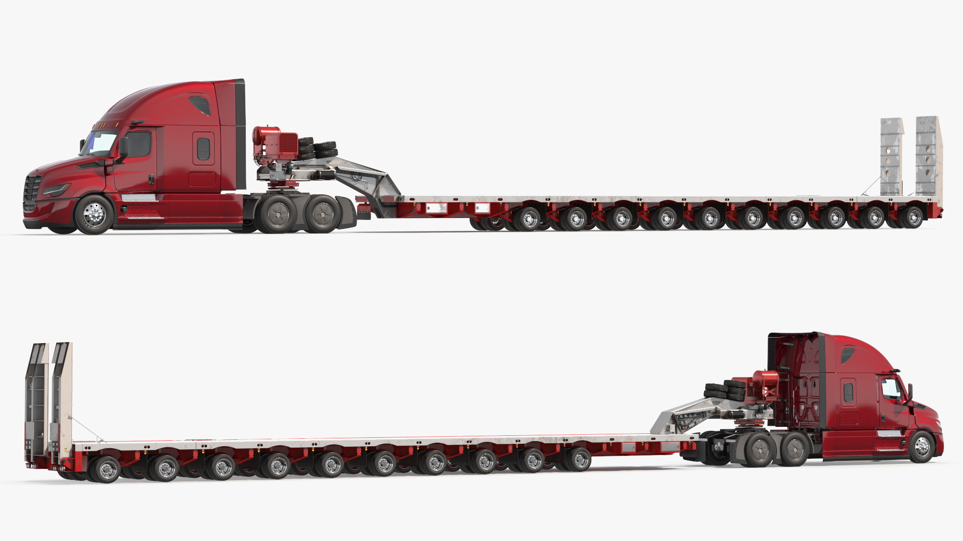 Heavy Duty Semi Truck with Lowboy Equipment Trailer - view 5