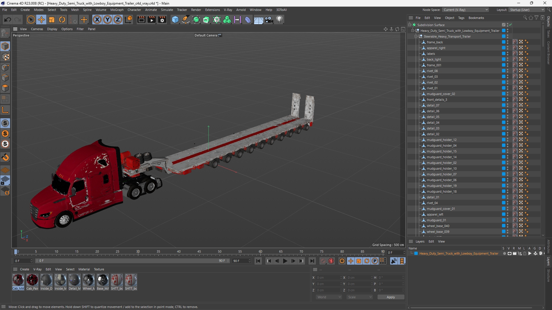 Heavy Duty Semi Truck with Lowboy Equipment Trailer - view 12