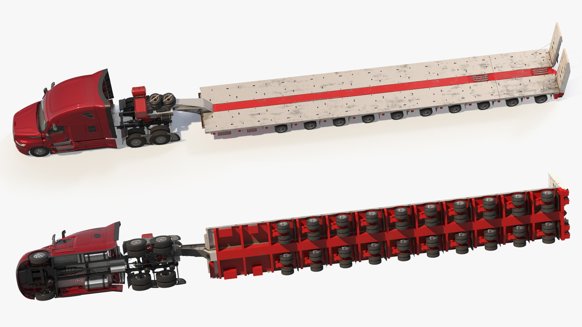 Heavy Duty Semi Truck with Lowboy Equipment Trailer - view 6