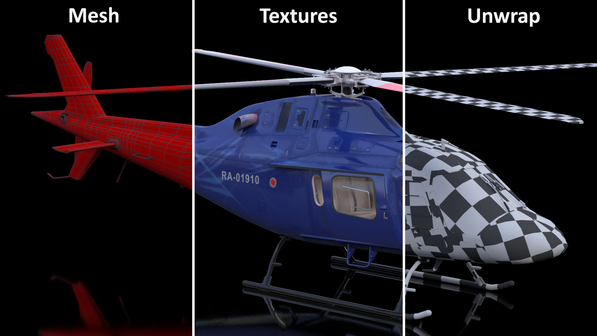 3D Leonardo AgustaWestland AW119 Helicopter Blue Rigged for Maya