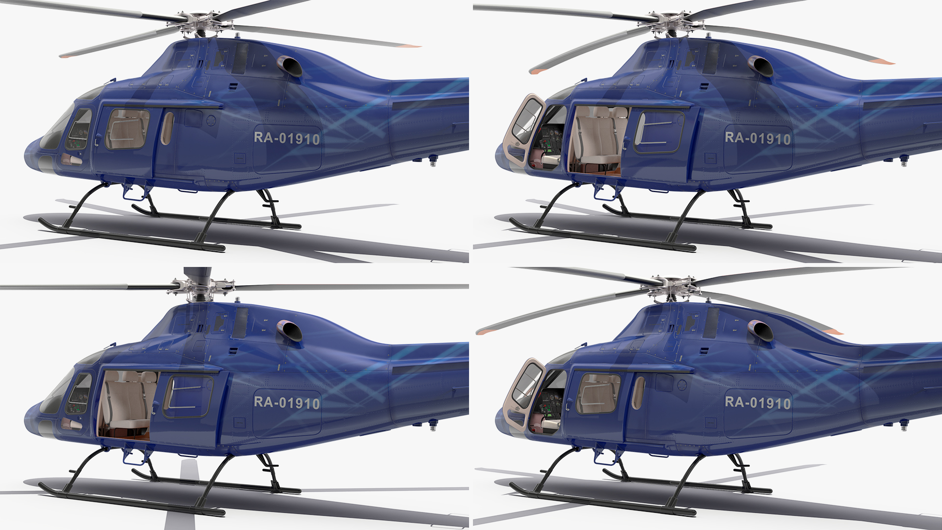 3D Leonardo AgustaWestland AW119 Helicopter Blue Rigged for Maya